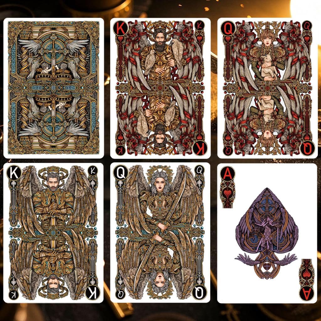 Angel Themed Playing Cards, 300g Blue Core Paper Material Deck of Cards, International Standard Size, Exquisite Pattern Poker Cards, Double-Sided Anti Slip Design, Family Entertainment, Party Games