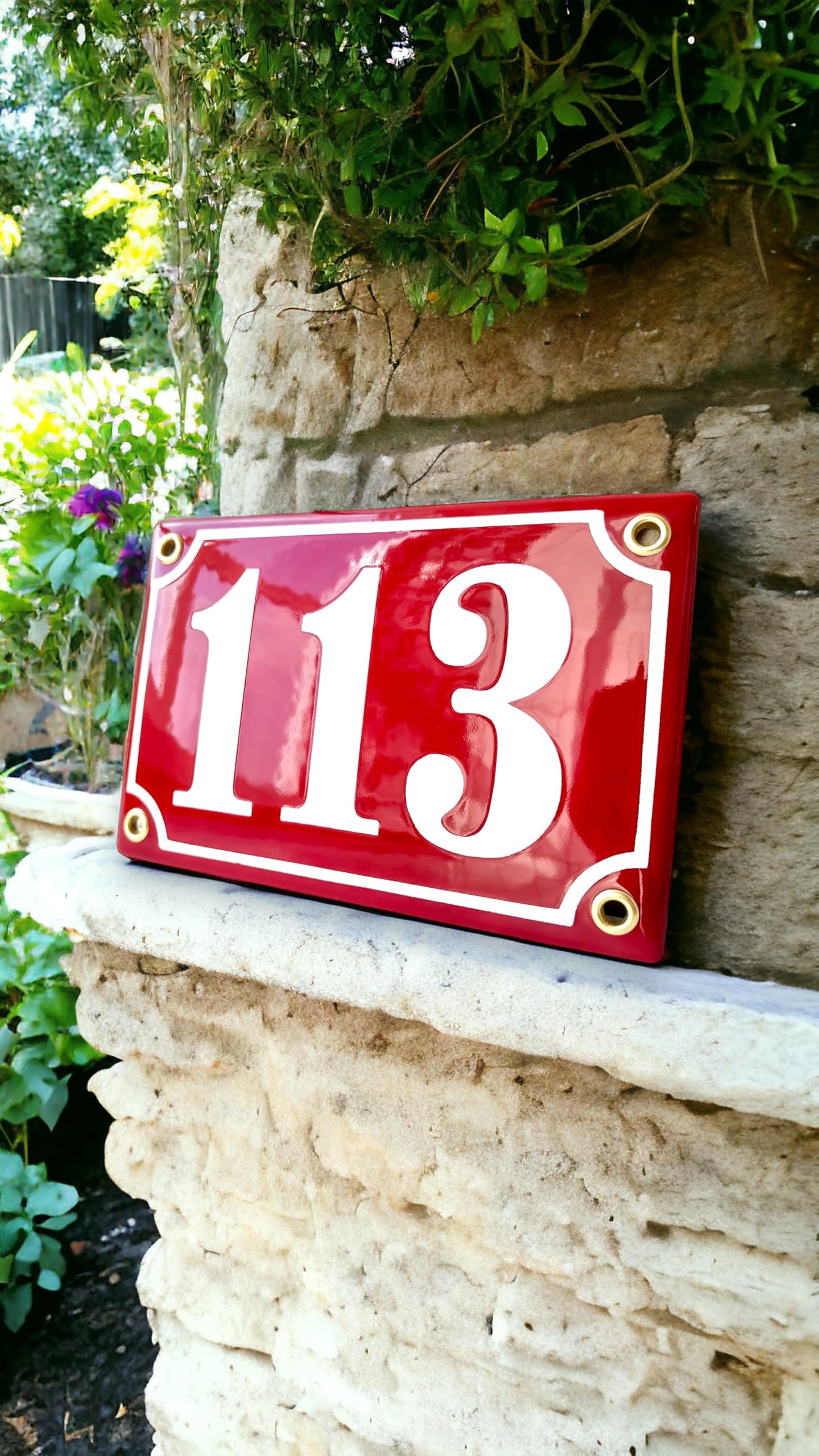 Numéro de Maison | 12x17 cm | Plaque emaillée personnalisée Panneau de Porte | Numéro de Rue, Plaque Numéro de Maison, Plaque Signalétique extérieure, Panneau de Porte