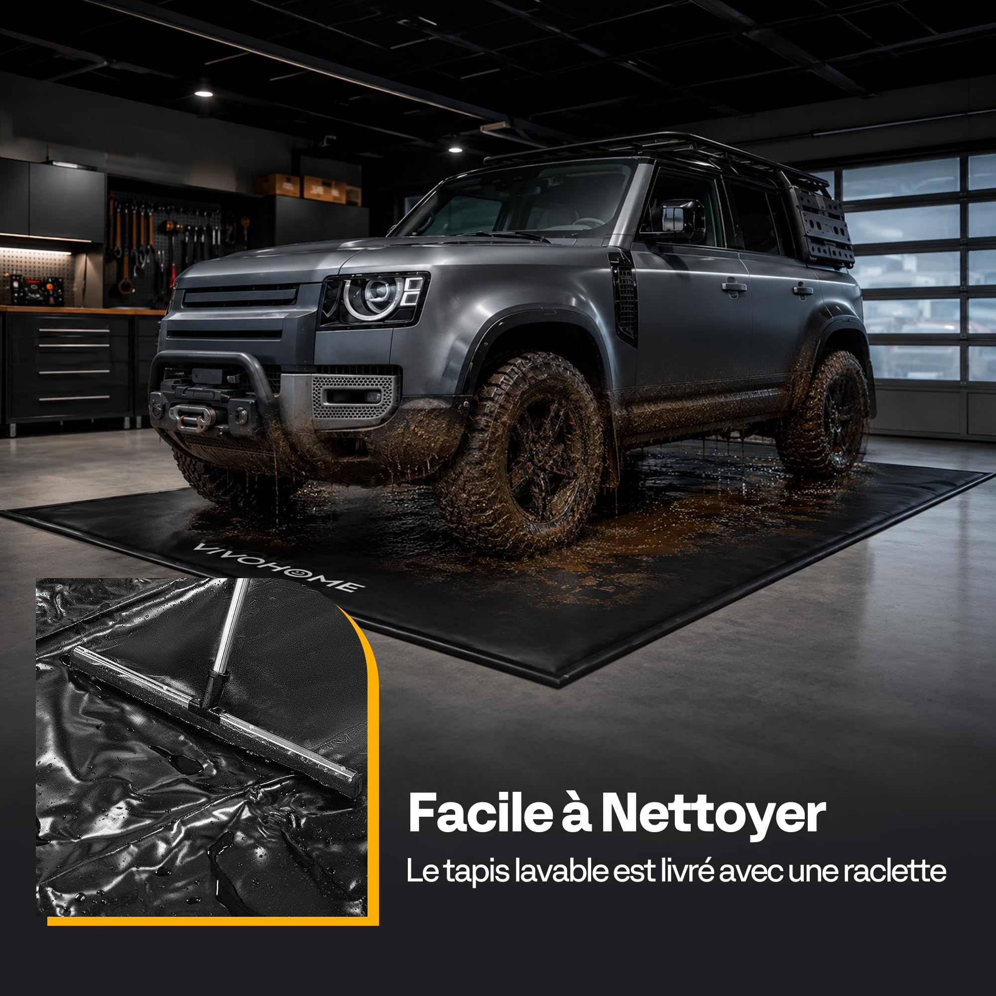 VIVOHOME Tapis de Sol de Garage Imperméable pour Voitures et SUV