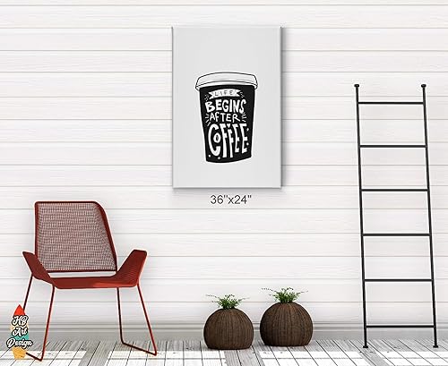 Miniatura 4 de HB Art Design Life Begins After Coffee Black and White Cup Canvas Print Wall Art Coffee Bar Decor Coffee Signs Kitchen Wall Decor Dining Room