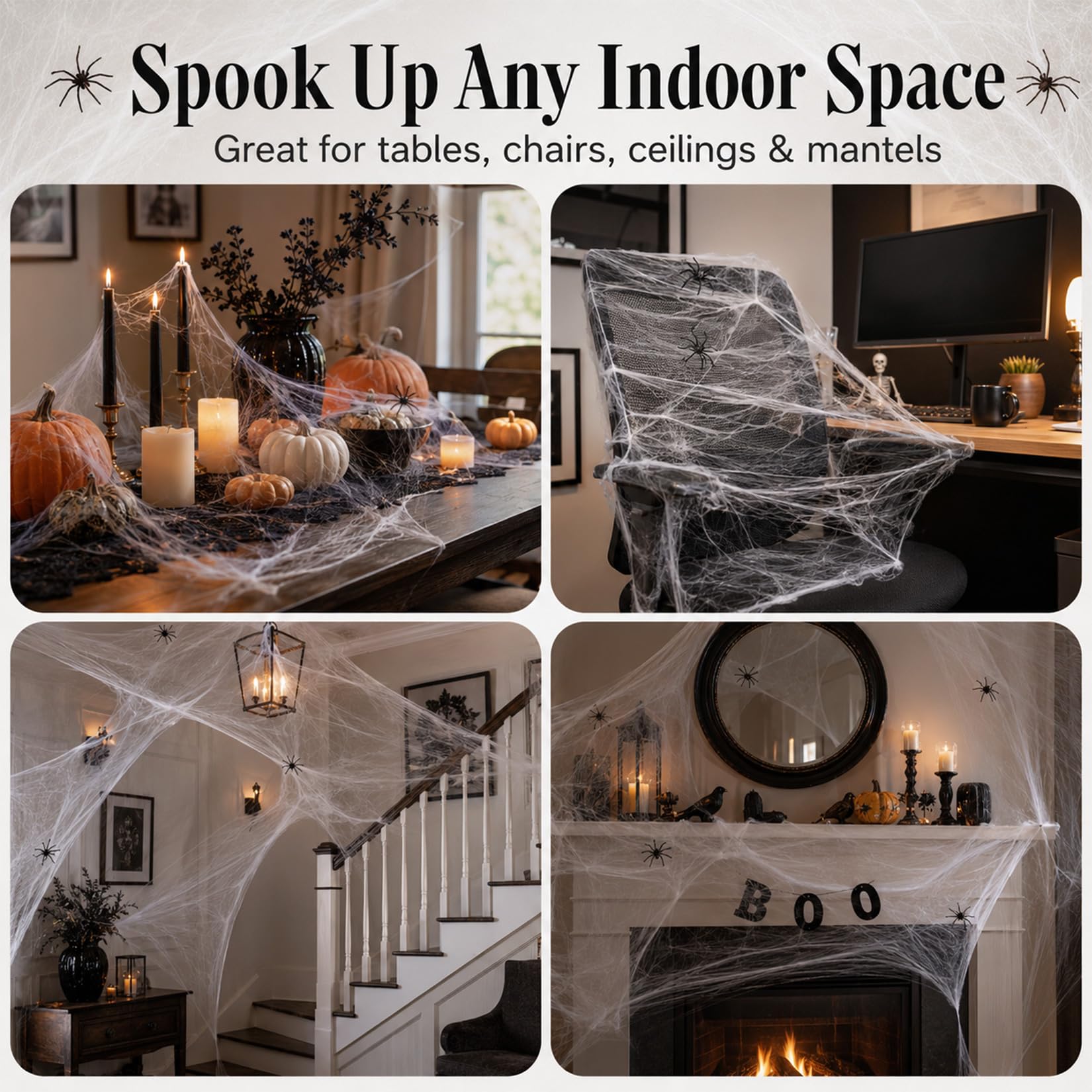 MAQIHAN Pajęczyny o powierzchni 1100 m2, dekoracje na Halloween, pajęczyny, dekoracje na Halloween, pajęczyny, dekoracja z 40 sztucznymi pająkami, super rozciągliwe pajęczyny, dekoracja na imprezę