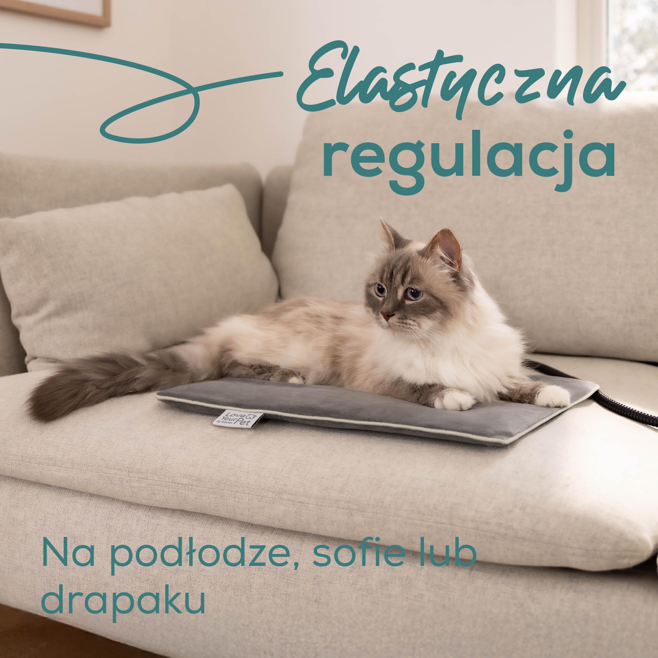 Beurer Love Your Pet Mata rozgrzewająca S „Lilli” z serii dla psów i kotów, z timerem, poduszka elektryczna, możliwość prania w temperaturze 30°C, odporna na zadrapania i wodoszczelna, 41 x 34 cm