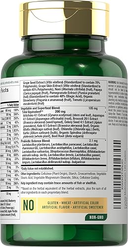 Miniatura 3 de Carlyle Suplemento de frutas y verduras 120 unidades Multivitamínico superalimento con probióticos Hecho con 20 frutas y verduras Sin OMG y sin