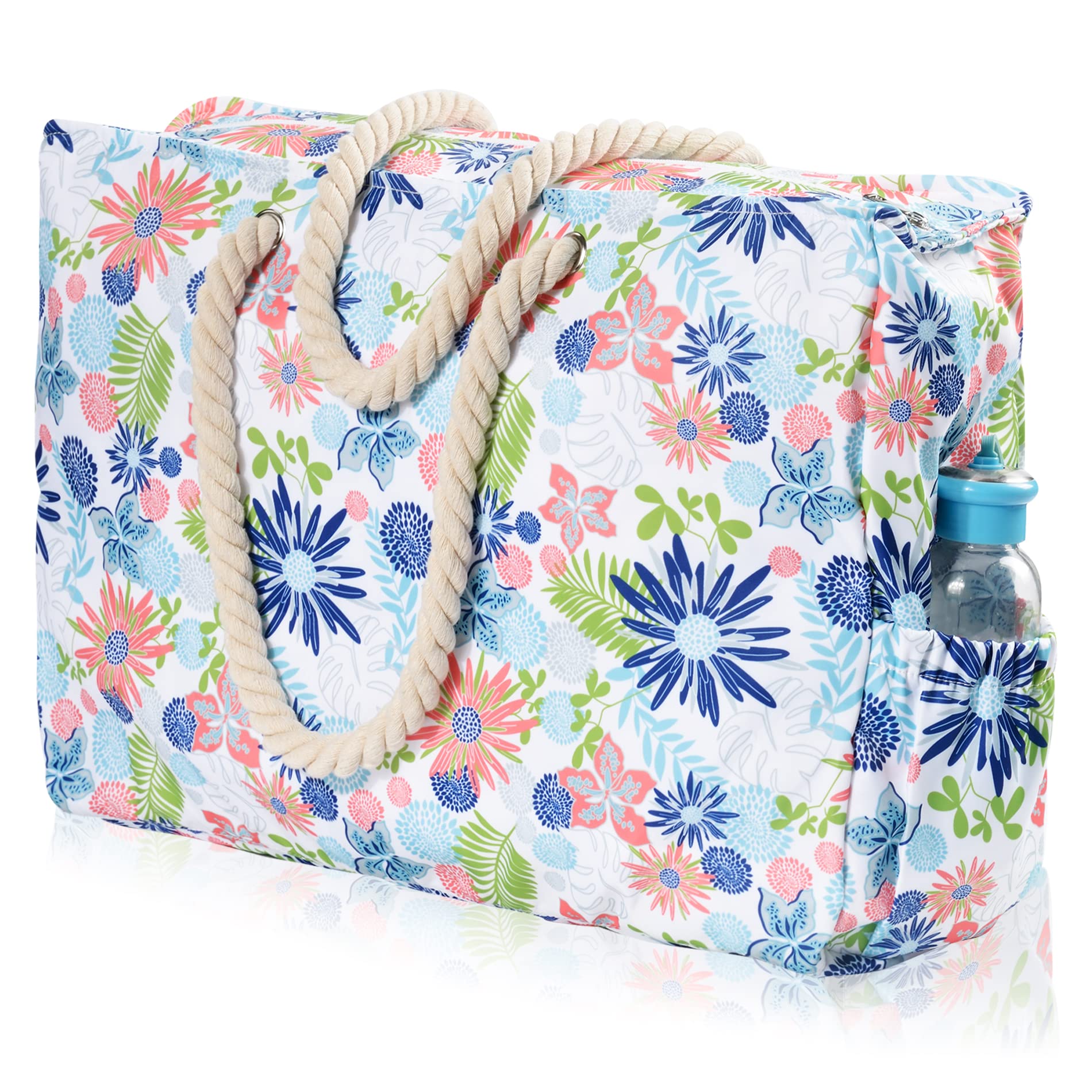 WEIBIN Beach Bags Extra Large Waterproof Sandproof Beach Tote Bag with Zipper Pockets for Swim Pool Family Vacation Travel