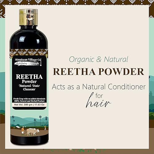 Miniatura 2 de Himalayan Village - Polvo de reetha orgánico 100% natural para la salud del cabello, Sapindus mukorossi para el crecimiento del cabello, tratamiento