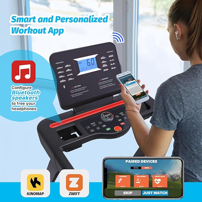 Caminadora Eléctrica Plegable con Inclinación y Pantalla, Soporte 350 lb miniatura 4