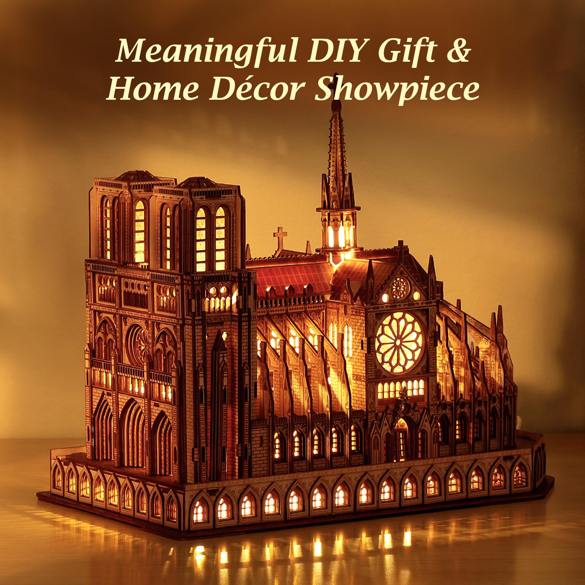FUNPOLA LED 3D Wood Puzzle Notre Dame de Paris Cathedral