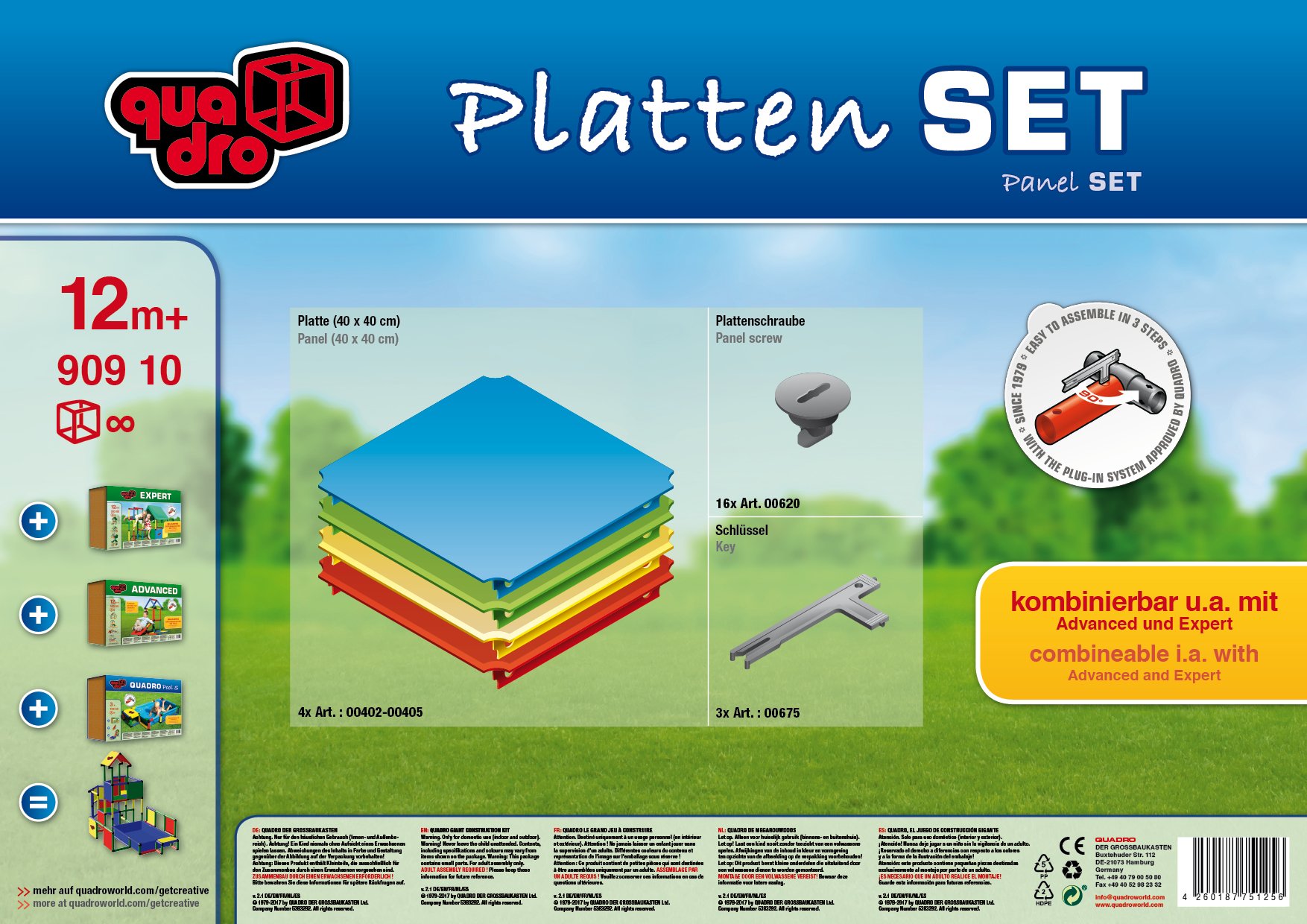 Quadro Plattenset S – Erweiterungs-Set mit 4 großen Platten für Plattformen und Stufen, ab 6 Monaten je nach Aufbau, UV-stabil, Indoor/Outdoor, Made in Germany (Classic)