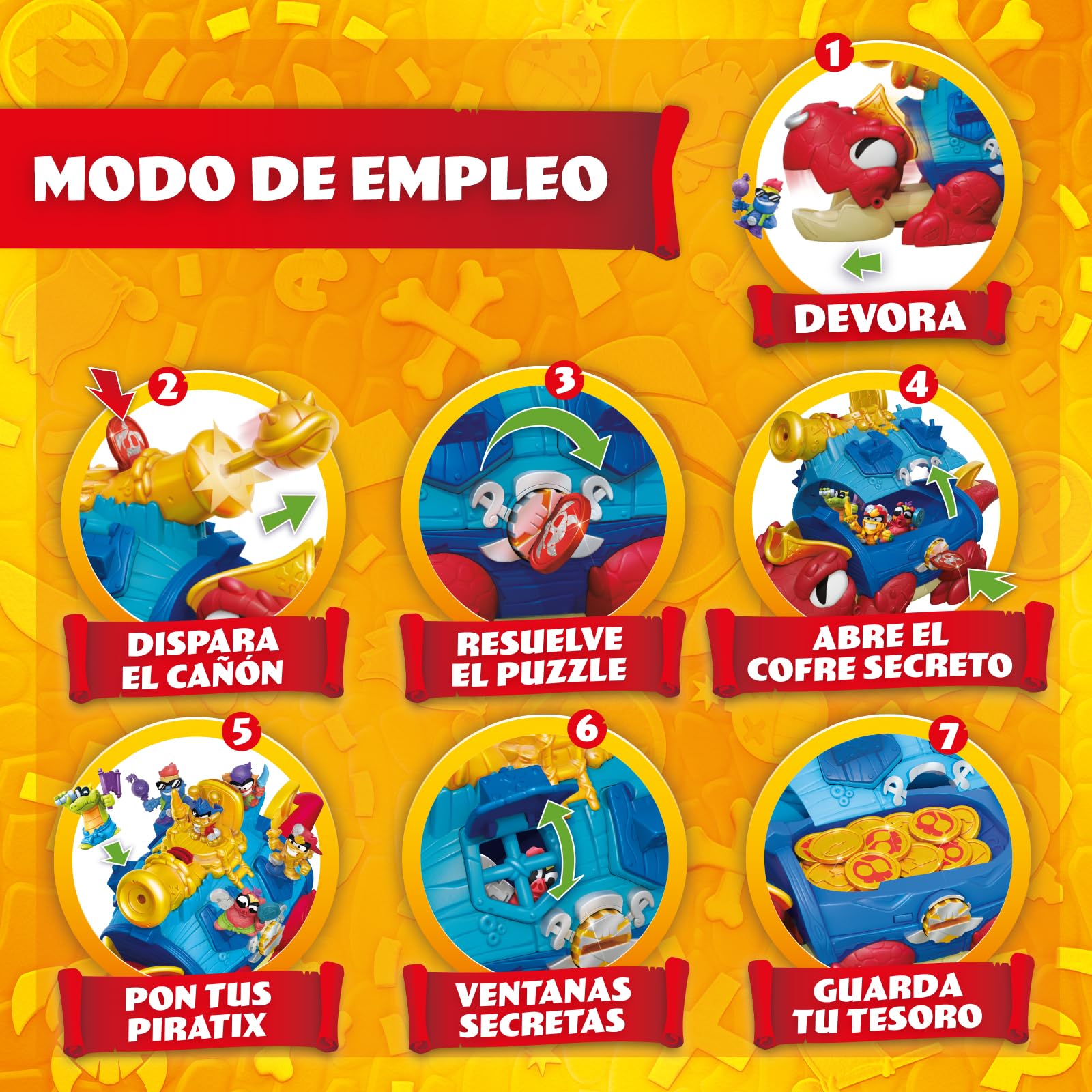 PIRATIX King Turtle – Tortuga Articulada para Capturar Piratix y con un Cofre. Contiene 1 Cocodrilo,1 Tesoro Exclusivo, 2 Tesoros Dorados Extras, 1 Figura Exclusiva y 1 Accesorio