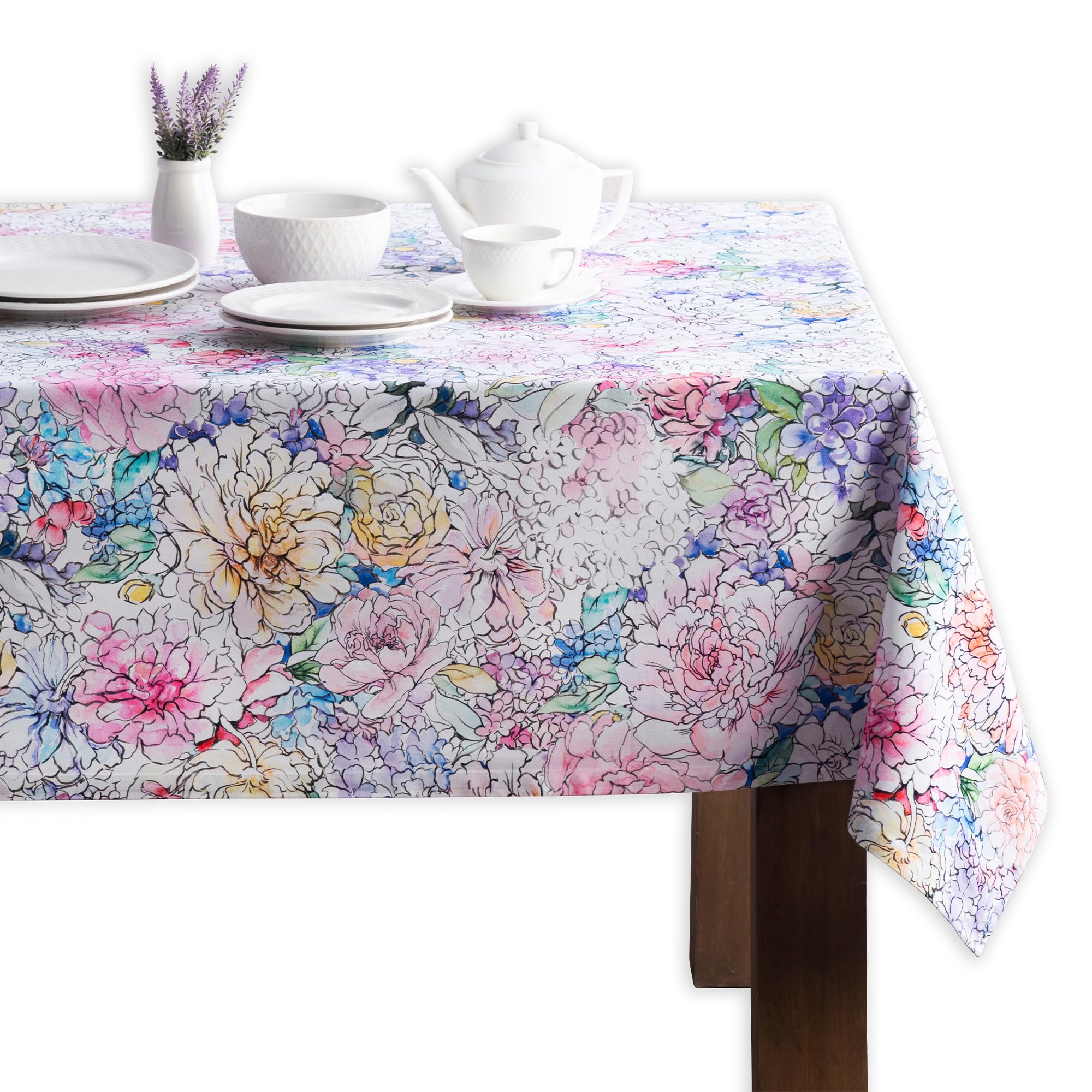 Maison d' Hermine Table Cloth Square Table 100% Cotton 54 x 54 Inches Tablecloth Reusable Decorative for Dining Kitchen Room Farmhouse Home Spring
