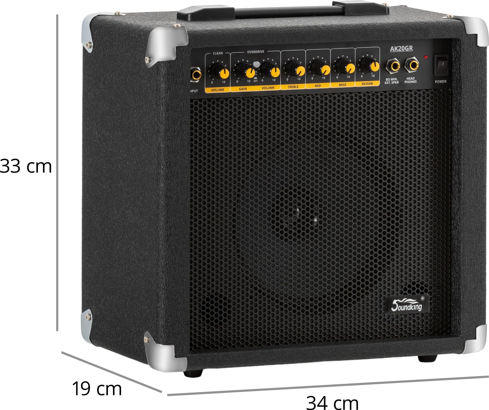 Soundking AK20-GR Amplificatore Chitarra 60W - Equalizzatore 3 Bande - Speaker 8" - 2 Canali Clean/Overdrive