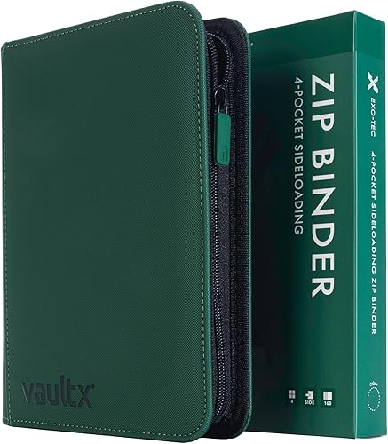 Miniatura 14 de Vault X Carpeta de 4 bolsillos con cremallera para tarjetas, 160 tarjetas, material de álbum Exo-Tec premium, 20 páginas de carga lateral, carpeta