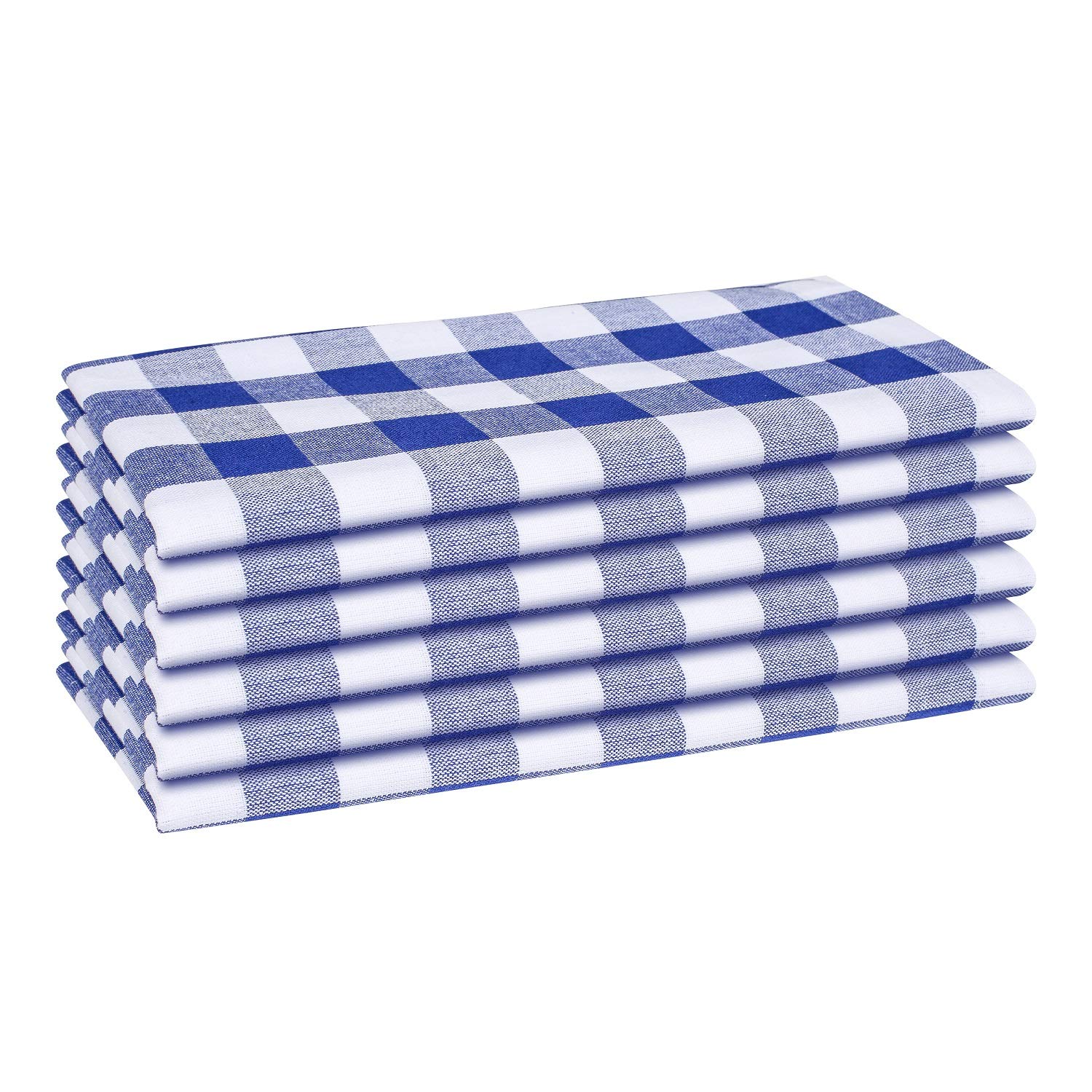 Shades of life Checkered Cotton Kitchen Table Napkins (Light Blue, Set of 6)