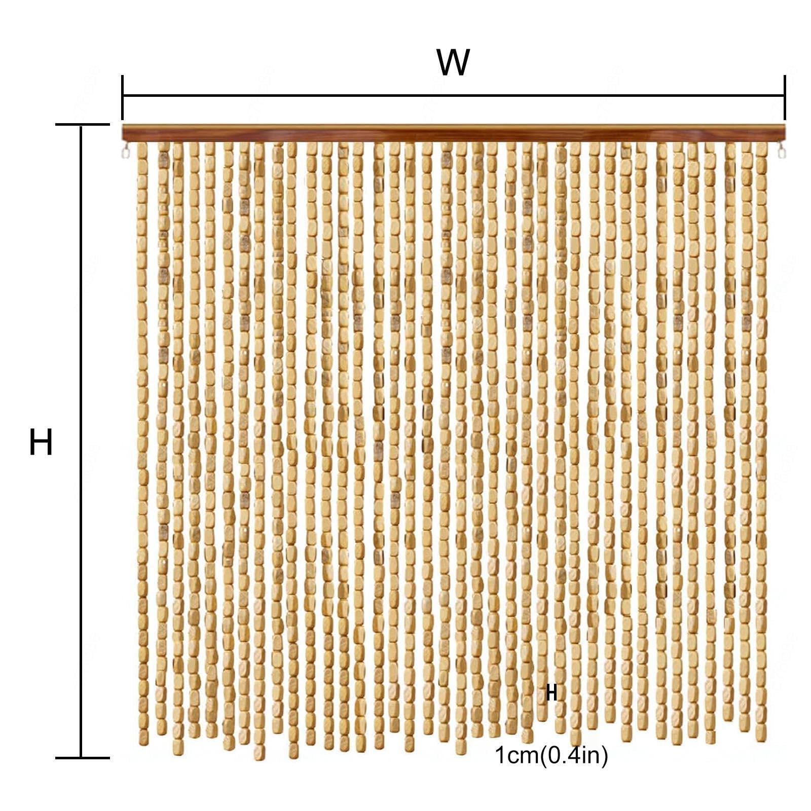 Handgefertigter Bambus-Perlenvorhang, 90 x 230 cm, natürliche Holzperlen, Fliegengitter-Trennwand für Schrank, Tür, Terrasse, Heimdekoration und Privatsphäre-Lösung