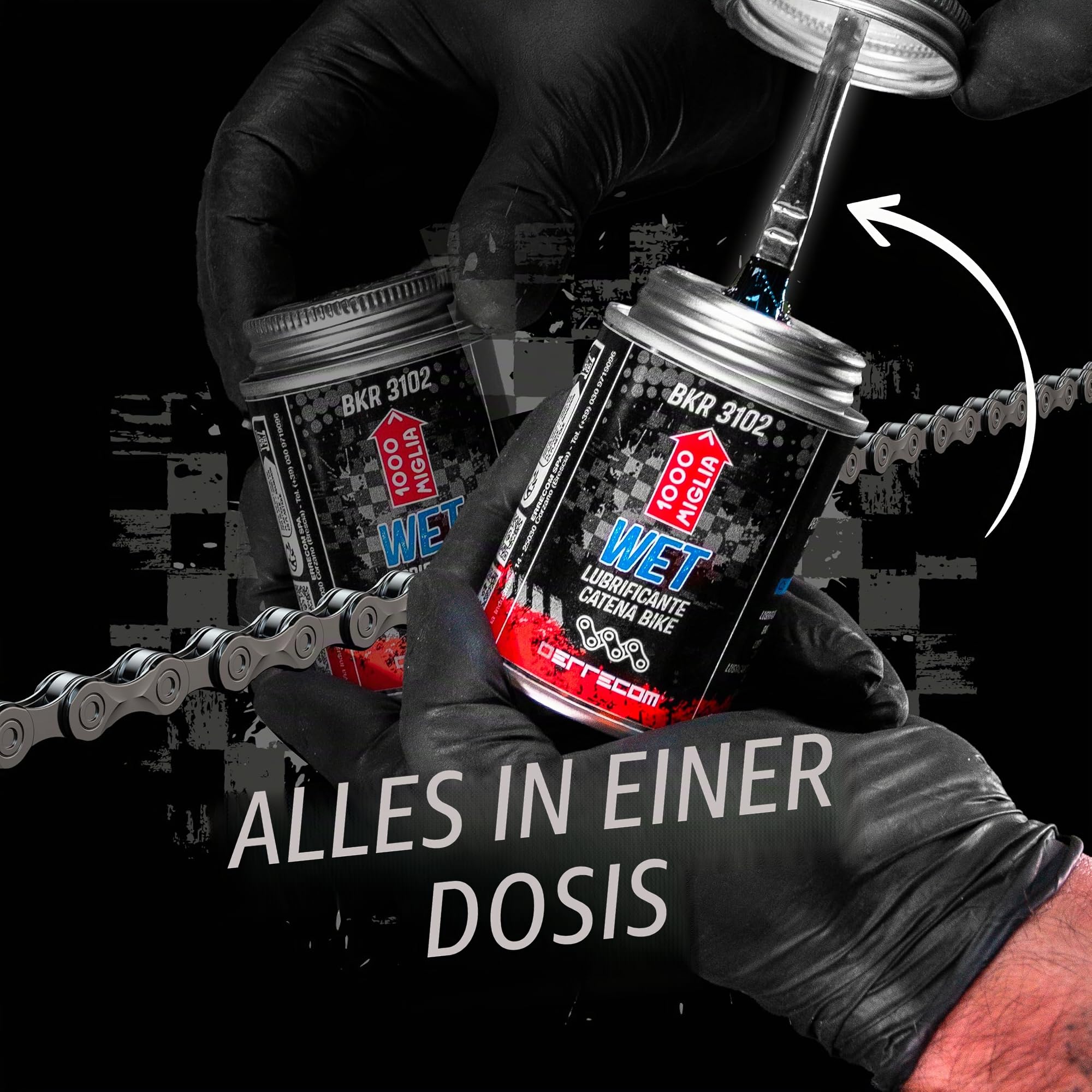 Errecom BKR 3102 Fahrradkette Schmiermittel Wet - 900 ml, für Nasse, Feuchte und Schlammige Bedingungen, All-In-One mit Pinsel enthalten