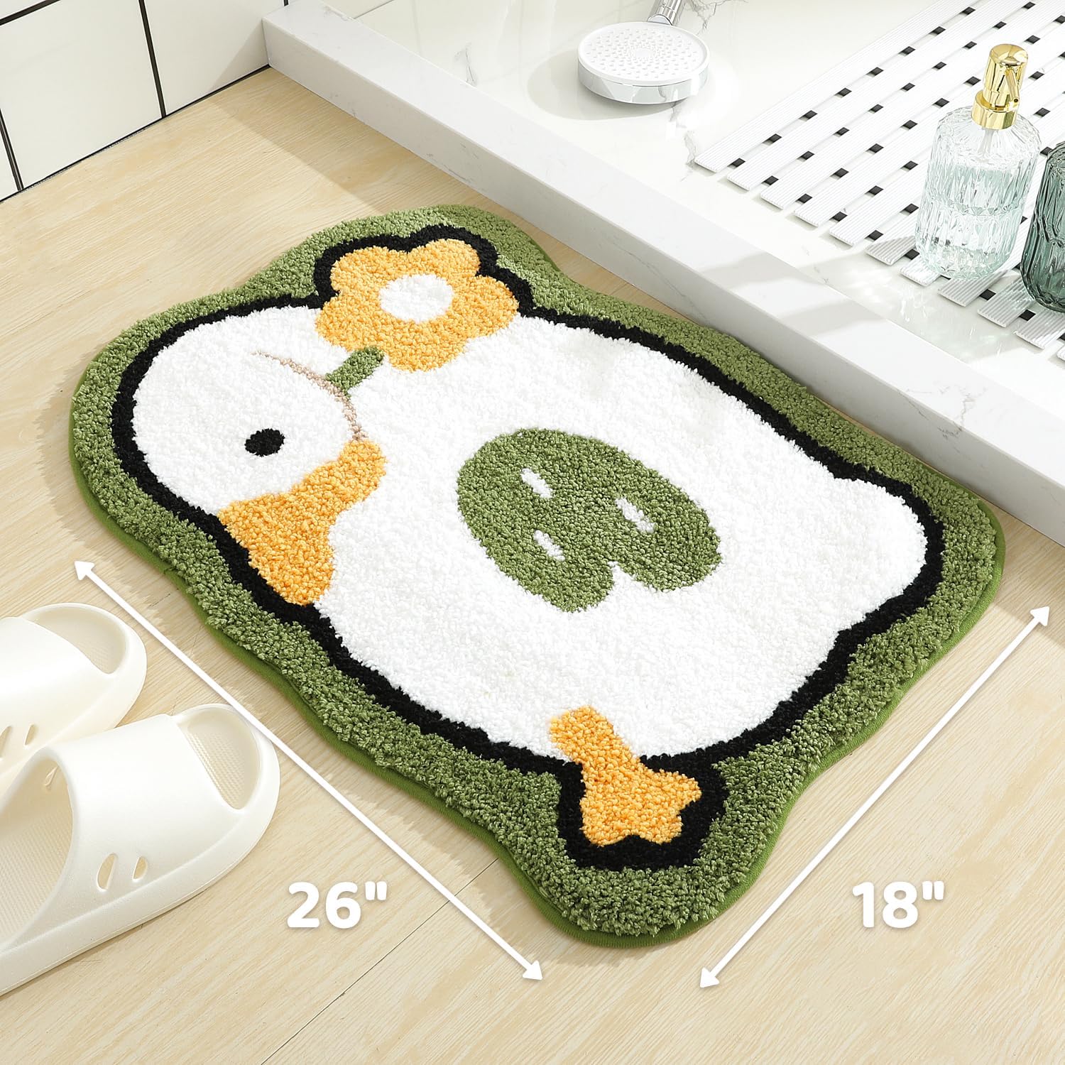 Microfiber Goose Bath Rug, Non Slip Absorbent Bathroom Rugs with TPR Backing, Ultra Soft Bath Room Floor Mat Kitchen Restroom Living Room Carpet, 18" x 26"