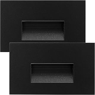 Maxxima Horizontal LED Step Light, Indoor/Outdoor Stair Light, 3 CCT Color Selectable 3000K, 4000K, 5000K, 30 Lumens, Black, 2-Pack