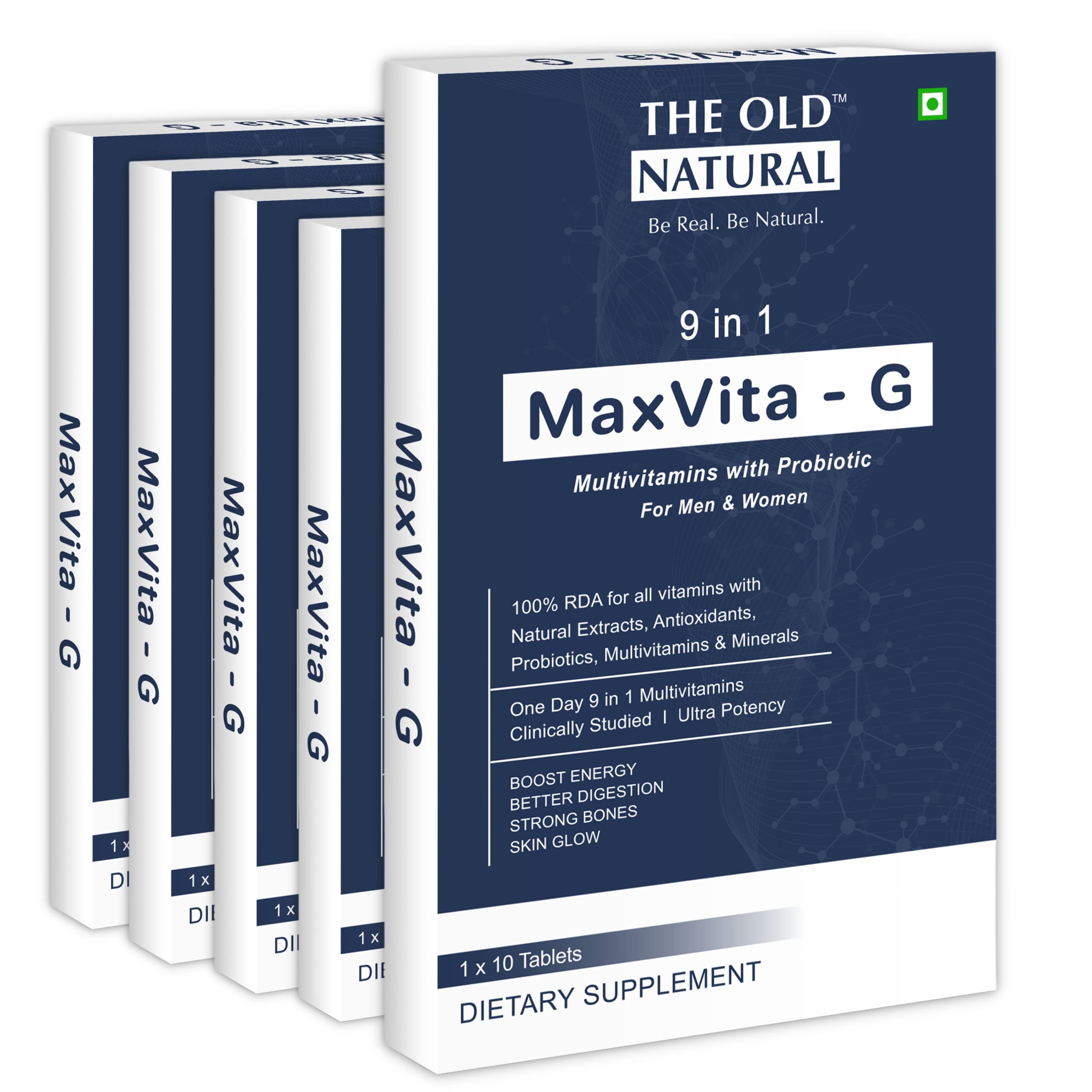The Old Natural Maxvita -G Multivitamin with Probiotic 50 Tablets I Combination Of 9 In 1 Blends - Vitamins, Minerals, Prebiotic & Probiotic (Pack of 5 Strips - 50 Tablets) (B0B2DZLWX7) Amazon Price History, Amazon Price Tracker