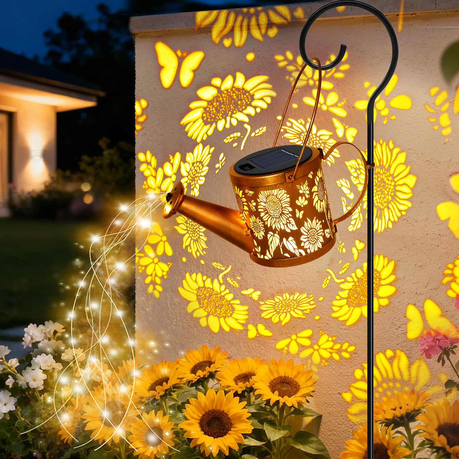 Solar-Gießkannen-Lichter für den Außenbereich, kleine Solar-Hof-Dekorationen, wasserdicht für Gartendekoration, Sonnenblumen-dekorative Terrassenlichter für den Außenbereich, Weg, Rasen, Geschenke für