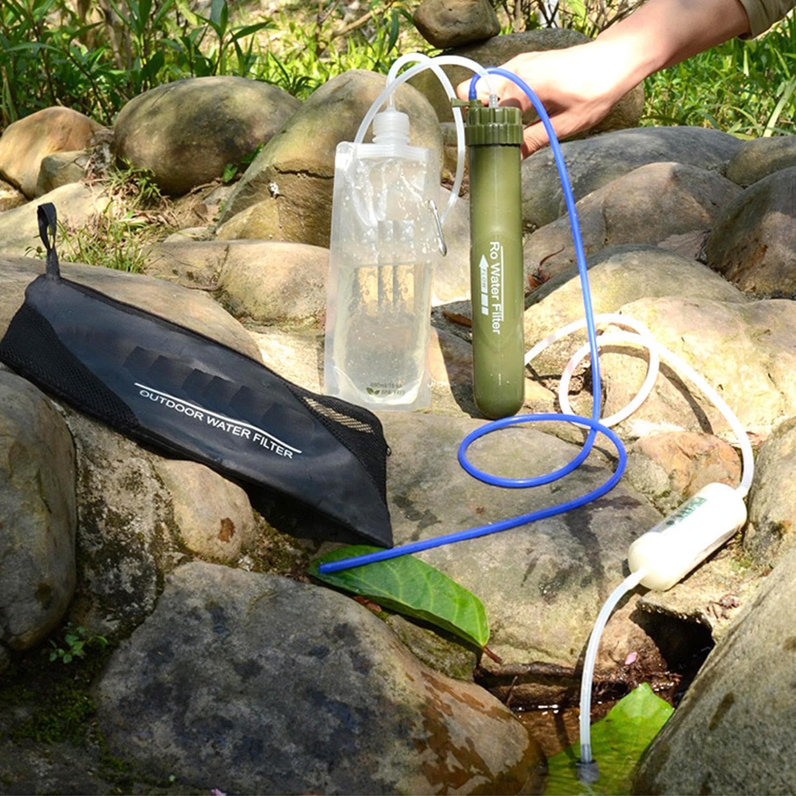 Filtro de agua de camping - 30 x 13 x 6 cm Purificador de agua portátil | para supervivencia | Dispositivo de filtración RO para emergencias al aire libre | Filtro de agua para senderismo, senderismo