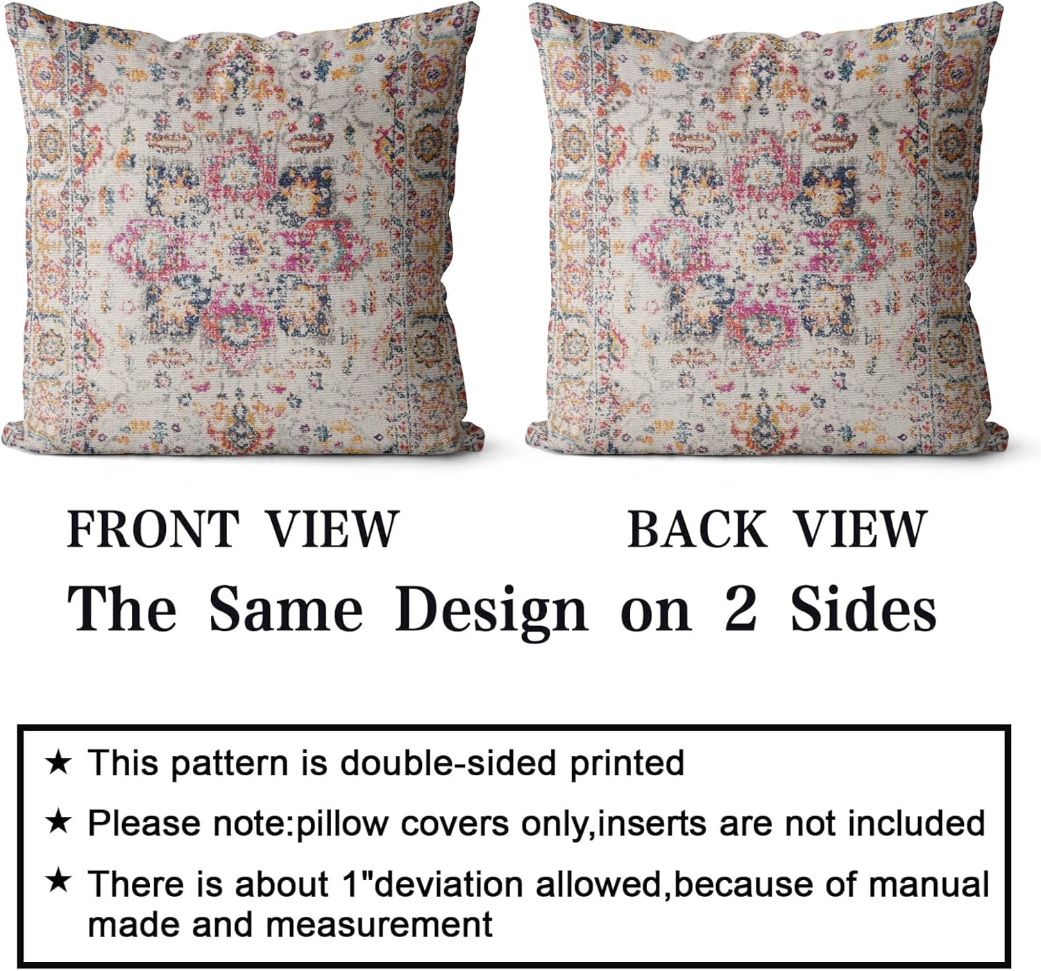 Snycler Boho Throw Pillow Covers 26x26 inch Set of 2 Burnt Yellow Terracotta Rust Colored Throw Pillows Double Sided Boho Home Soft Decor for Bedroom Living Room Couch & Sofa (No Inserts) - Image 2