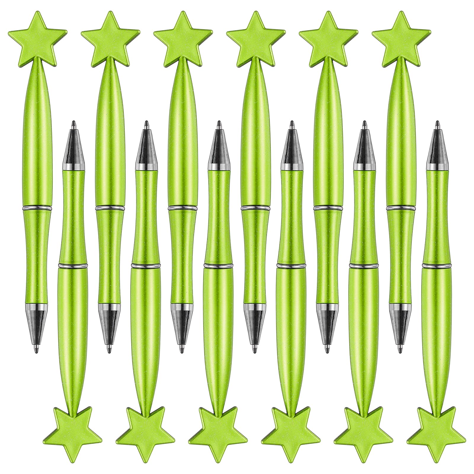 PATIKIL 12 Pcs Star Ballpoint Pens, 1.0mm Tip Cute Twist Writing Pens Black Ink for Home Office Writing Supplies Valentine's Christmas Wedding Party Gifts, Pearlescent Green