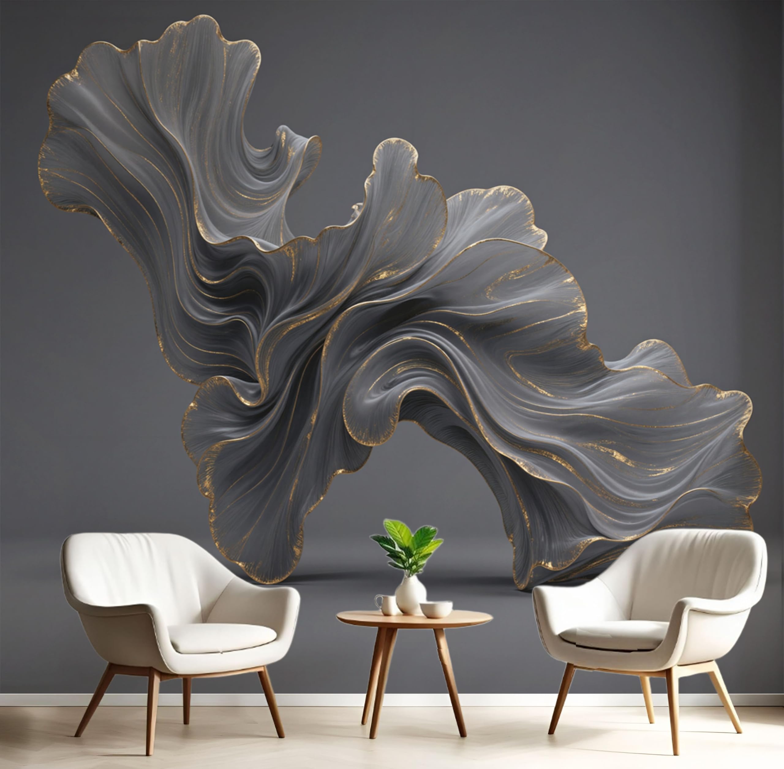 Papier peint panoramique 3D gris anthracite salon poster mural 250x175cm