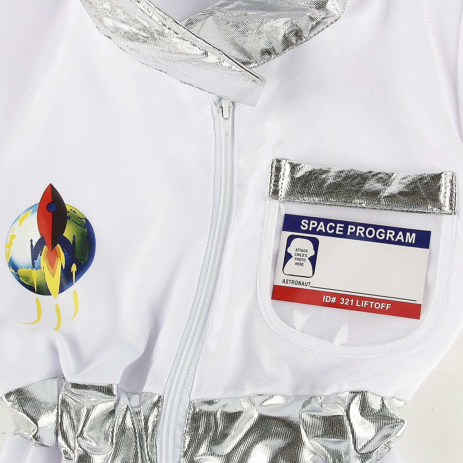 Discoball Kids Spaceman Costume Child Astronaut Costume Spacesuit Spaceman Jumpsuit Girls Fancy Dress Outfit Halloween Costumes for Boys White Uniform (Size: (3-6 Years)) - Image 2