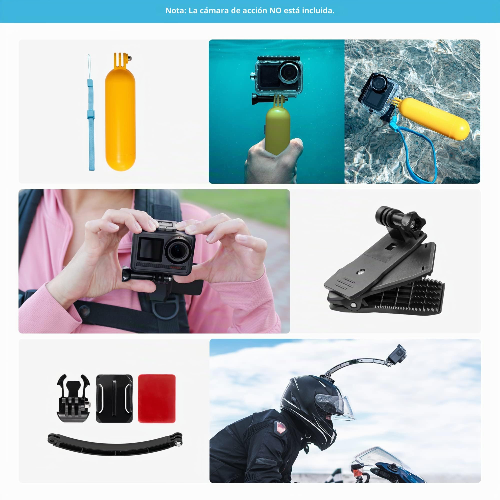 AKASO Cámara Deportiva 60 in 1 Accesorios Kit Compatible con AKASO/GoPro Hero11/Hero10/Hero9/Hero8/Hero7/GoPro Max/Insta360/DJI Osmo Action/ Apexcam/SJCAM/etc Cámara de Acción