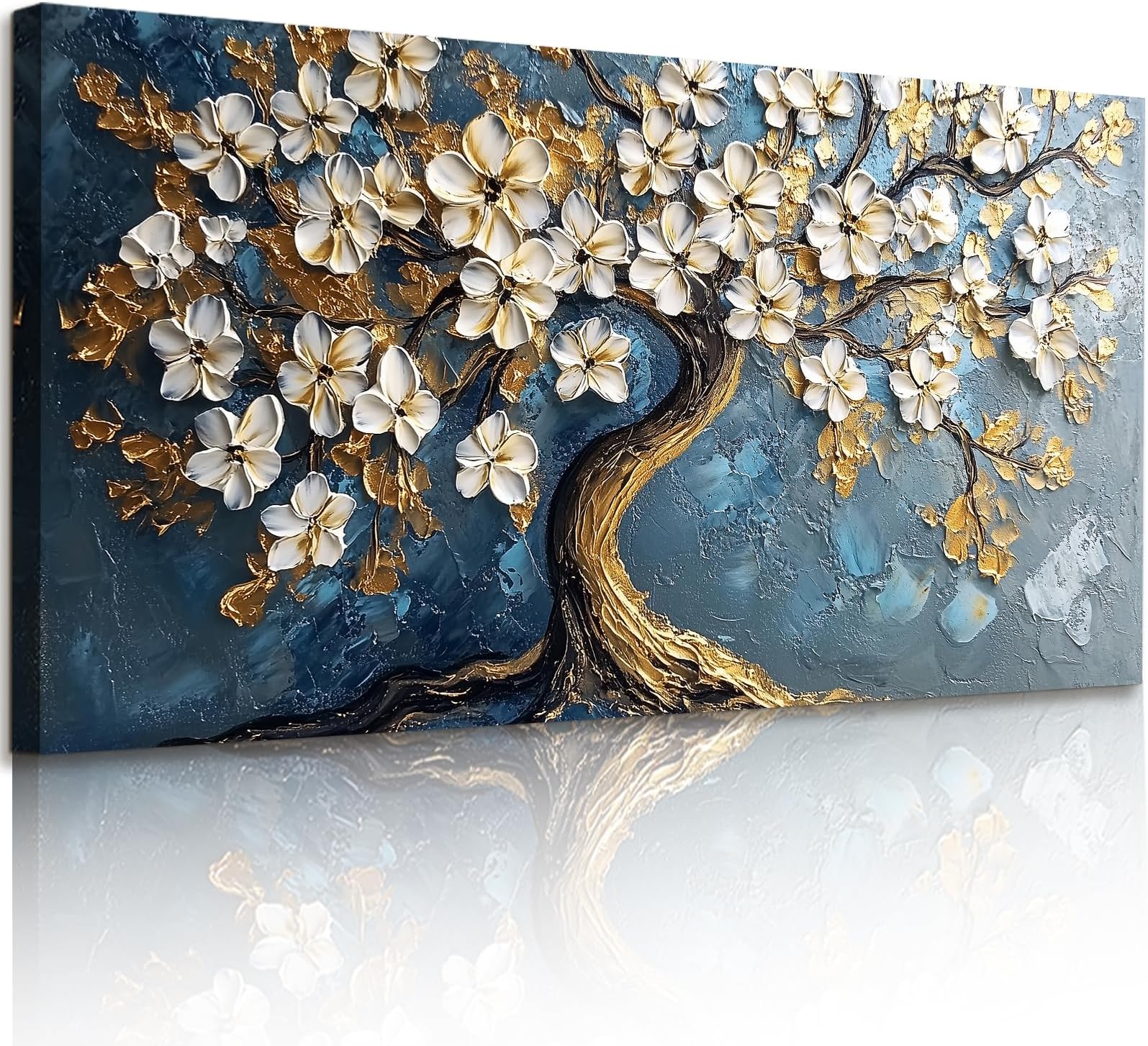 Canvas Wall Art Large, Modern Botanical Prints, White Flowers Tree of Life Natural Wall Decoration for Living Room Bedroom Hallway Stairs Dining Room Office 29"x57"
