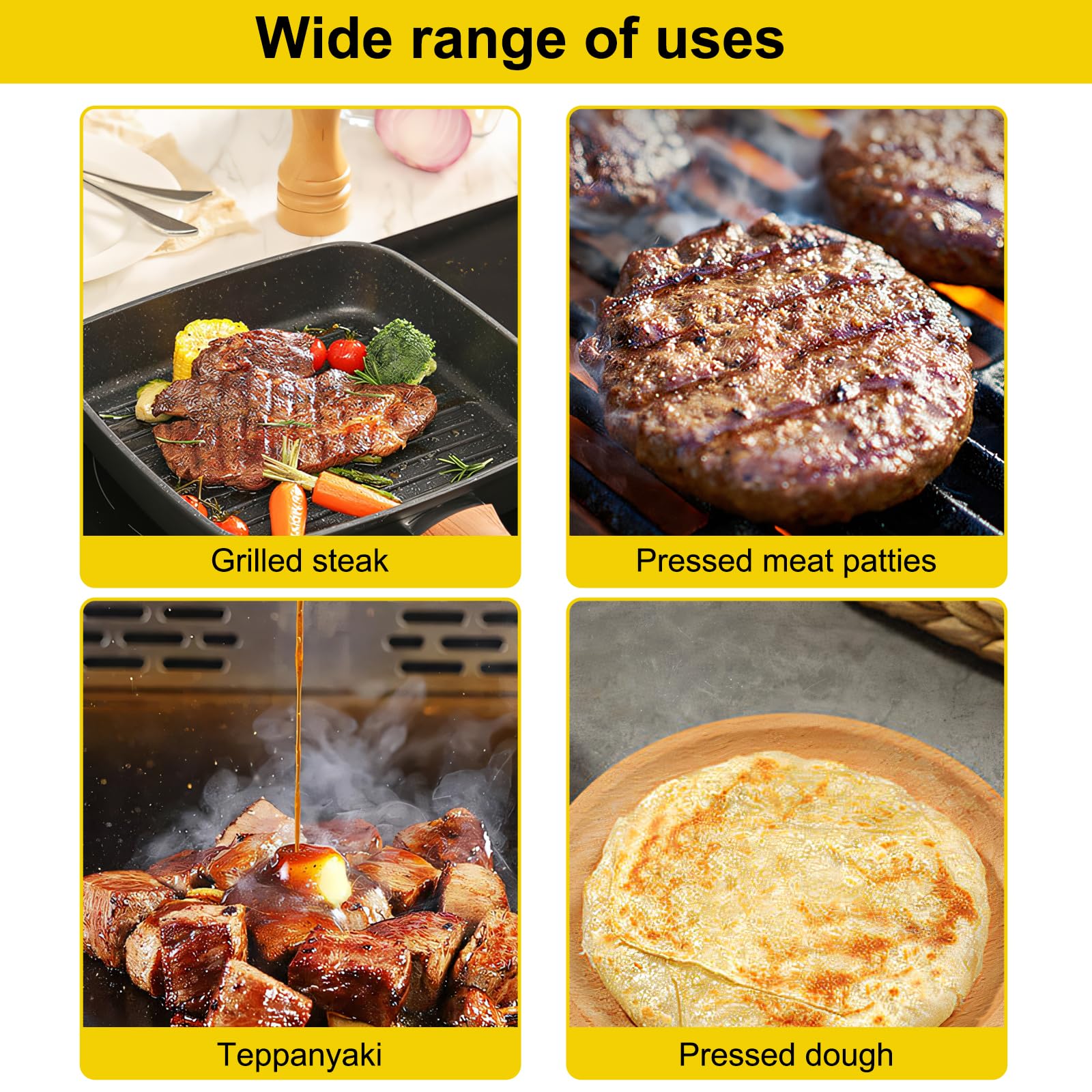 RVS Hamburgerpers met handvat Vierkant Rond Non-stick Food Grade Grill Bakplaat Vlees Bacon Steak Burger Handmatig Smasher Tool Keuken kopen vanaf een prijs van 13