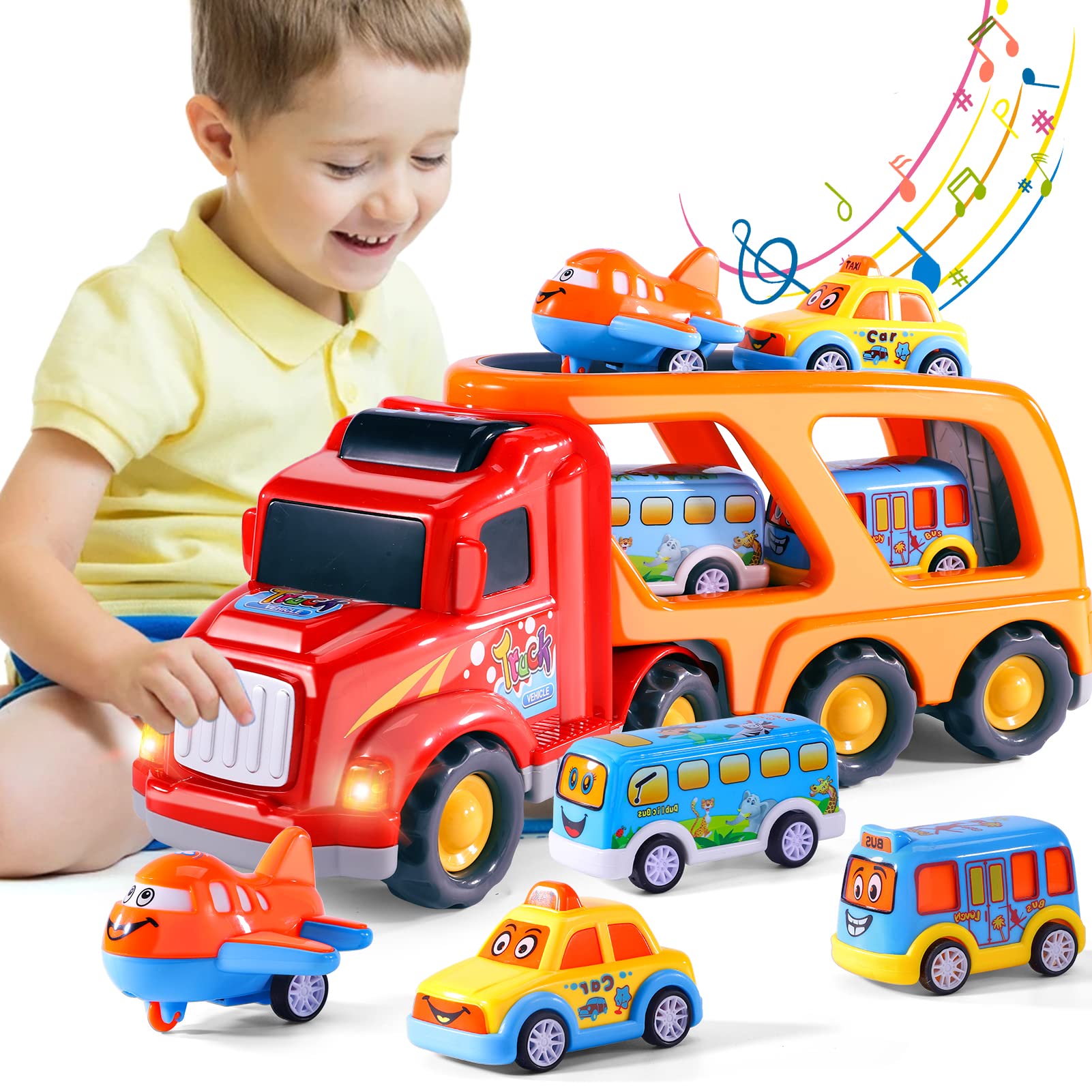 Buy iHaHa Car Toys for Toddlers Boys, 5 in 1 Carrier Truck Transport