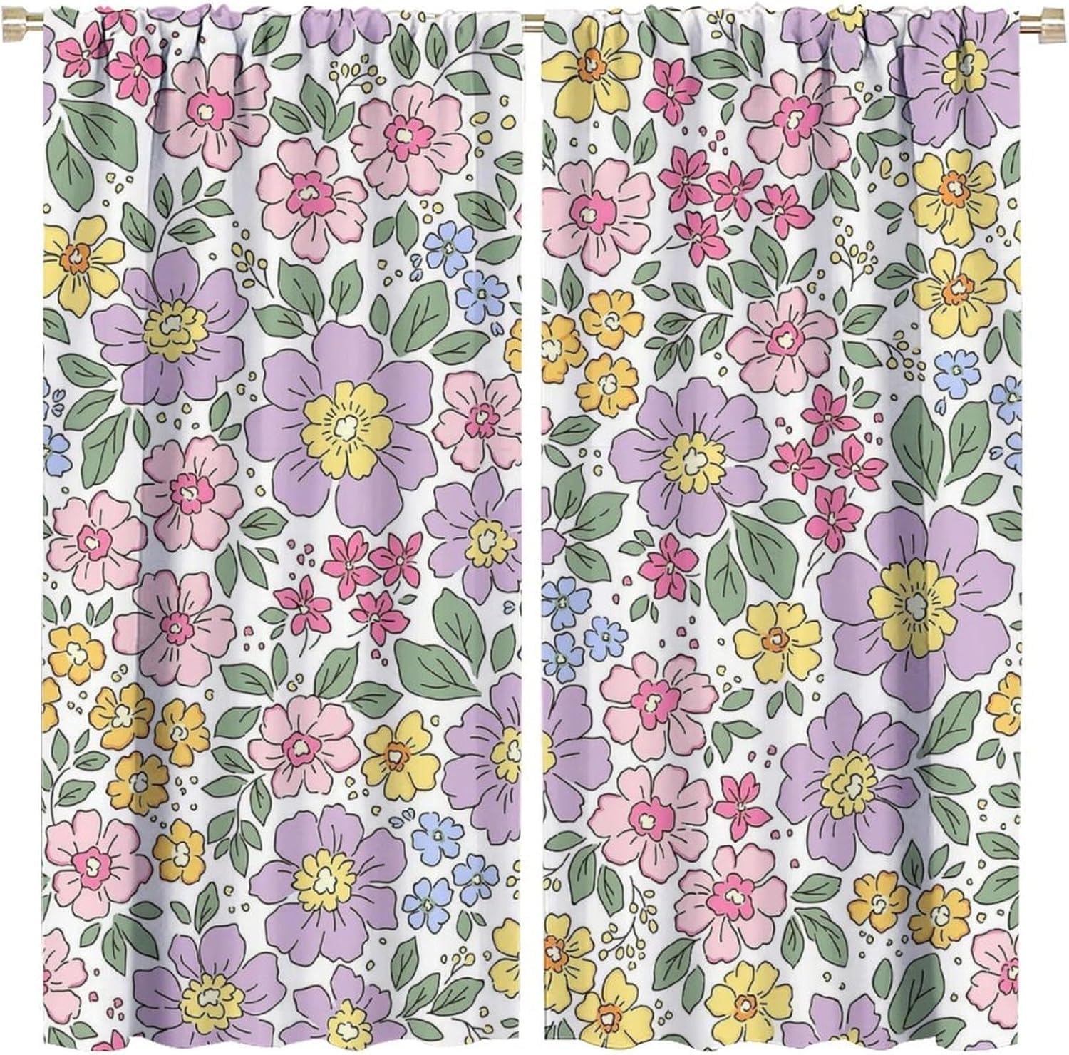 Rideau occultant imprimé floral 3D en polyester 170x200 cm pour salon et chambre