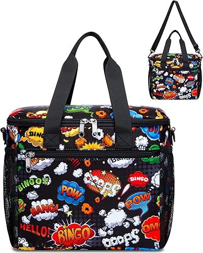 Vista 7 de Bolsa de bingo para juegos de bingo, suministros de bingo con bolsillos para Bingo Daubers Dabbers Dobbers Bolsa de bingo grande con bolas de bingo