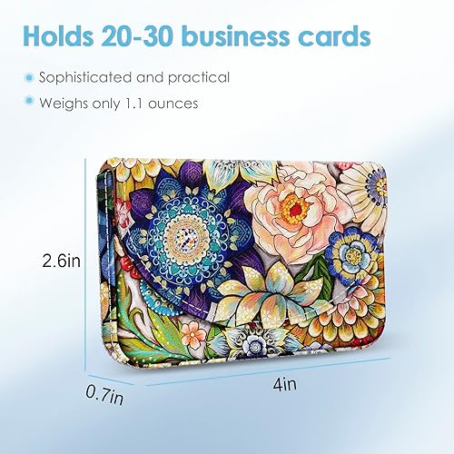 Miniatura 8 de Tarjetero de piel sintética para tarjetas de visita, patrón de impresión en color, tarjetero con bolsillos, bolsillos magnéticos para tarjetas de