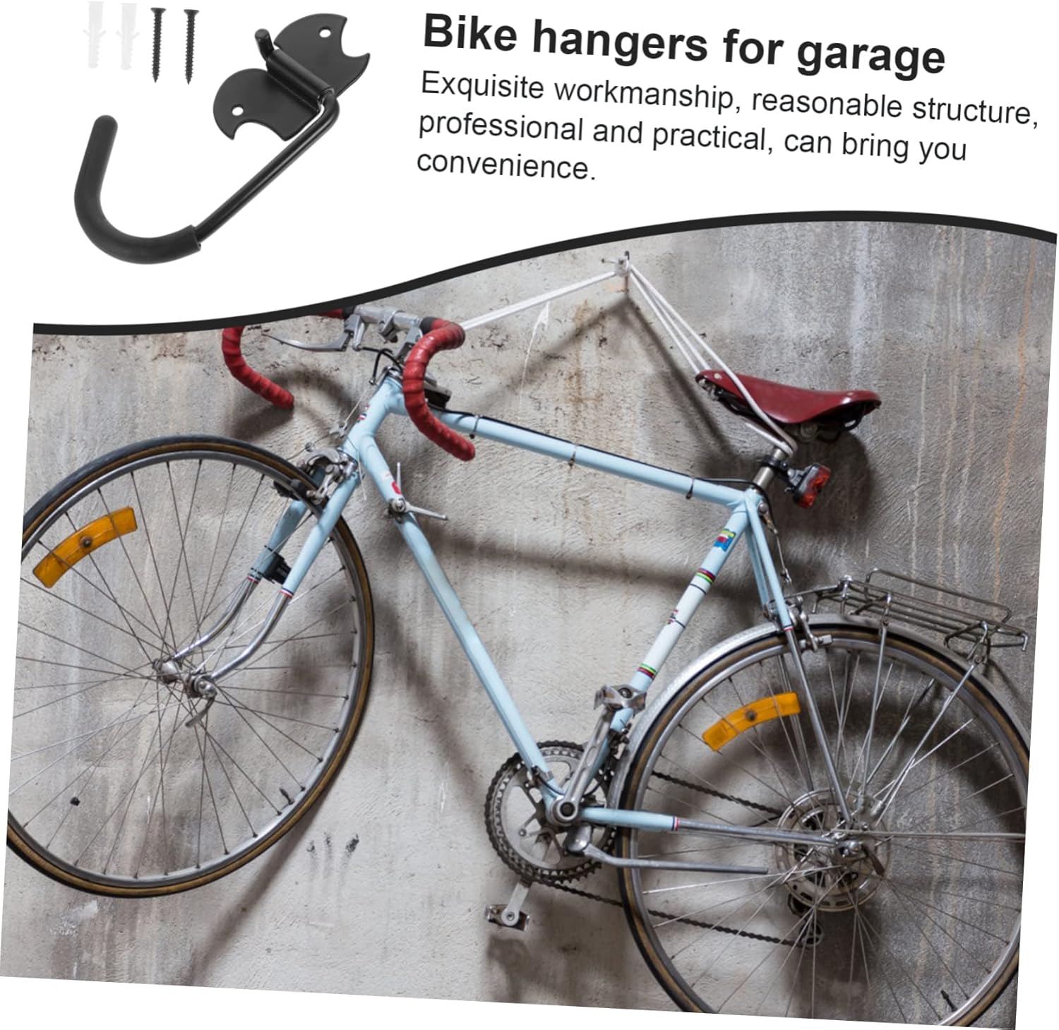 ARTIBETTER 8pcs Heavy Duty Wall Mount Bike Hooks for Garage Storage Garage Organization Tool Wrapped to Prevent Scratches Capacity for Bikes Ladders