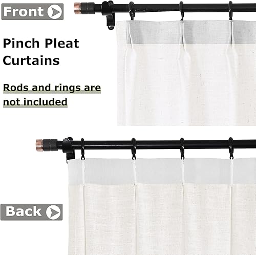 Miniatura 2 de Frelement Cortinas plisadas de lino sin forro para sala de estar y dormitorio, cortinas con bloqueo de luz para puerta corrediza de patio, 1 panel,