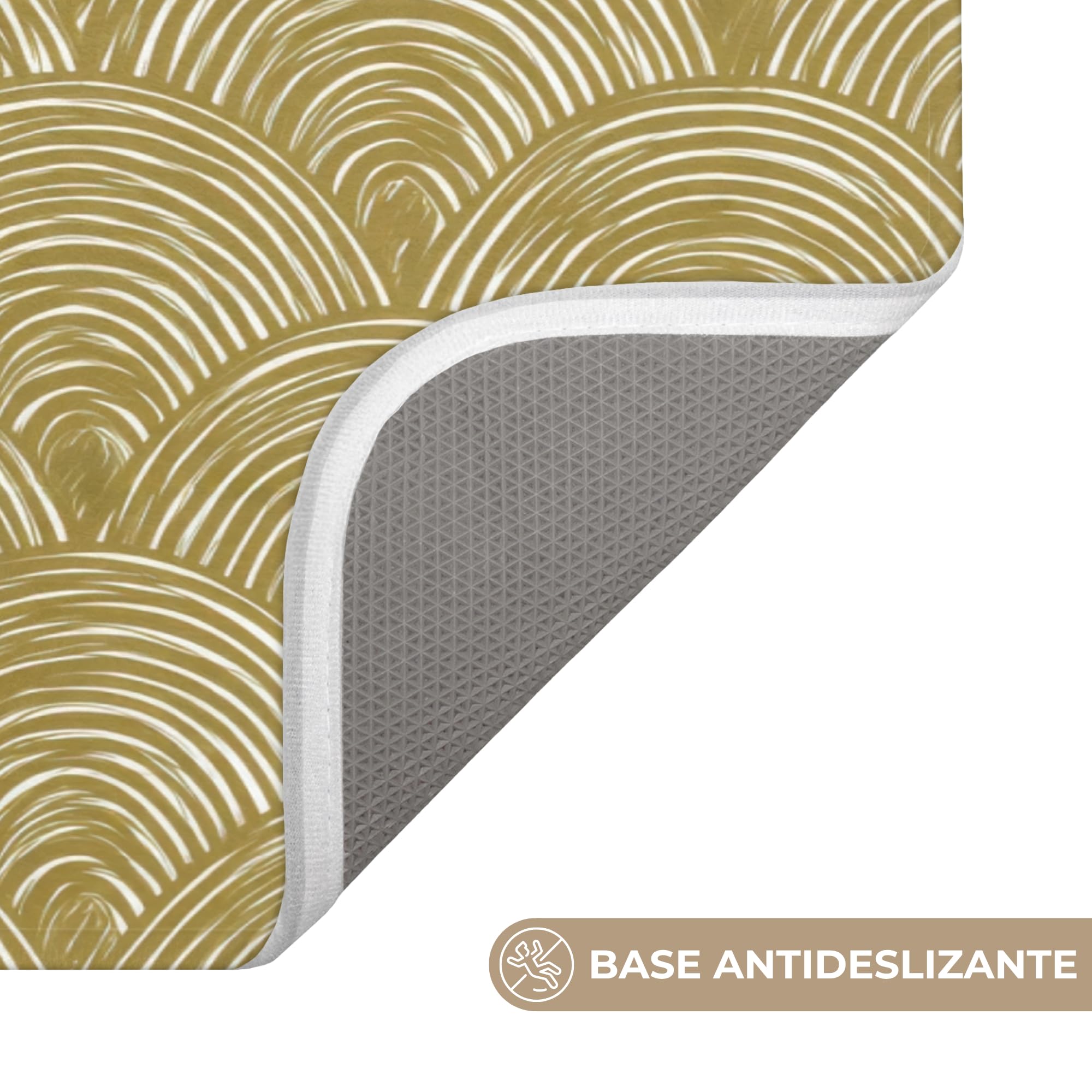 Alfombra Baño Rectangular 90x60 cm Decoracion Bathroom Mat Non Slip Shower Lavable Antideslizante Alfombrilla Tapete Banheiro Abanico - Geométrico - Verde