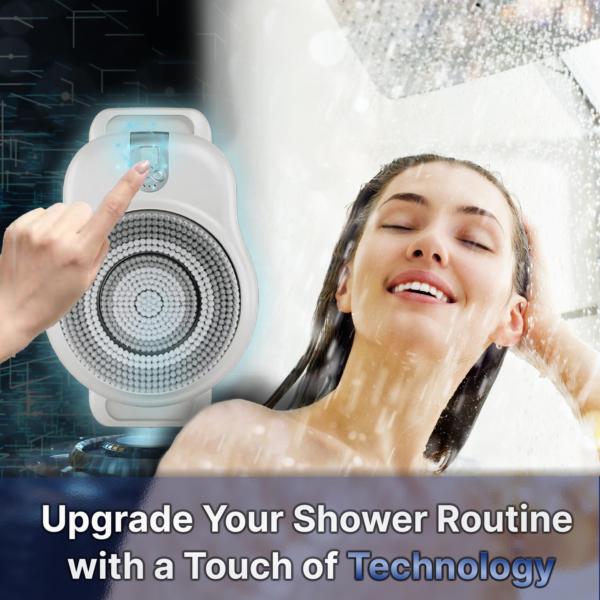 Revolucionario cepillo de ducha giratorio automático montado en la pared, cepillo eléctrico para espalda y cuerpo, limpieza profunda de 360° y exfoliante, cepillo de velocidad ajustable para una