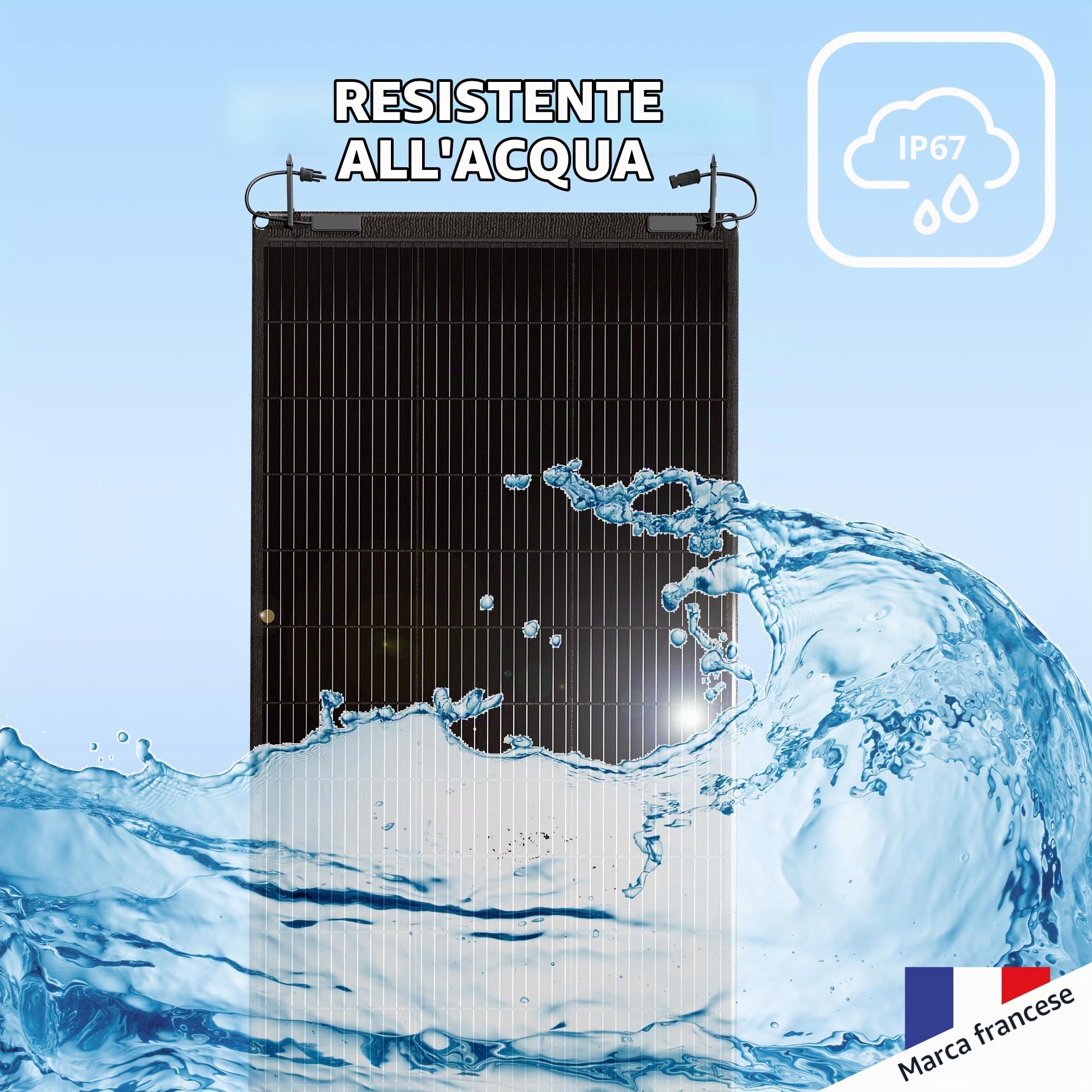 W Onder Full Energy - Pannello solare flessibile 100W - Monocristallino, ad alta efficienza, IP67 - per Balcone, Campeggio Car, Barche, ecc..