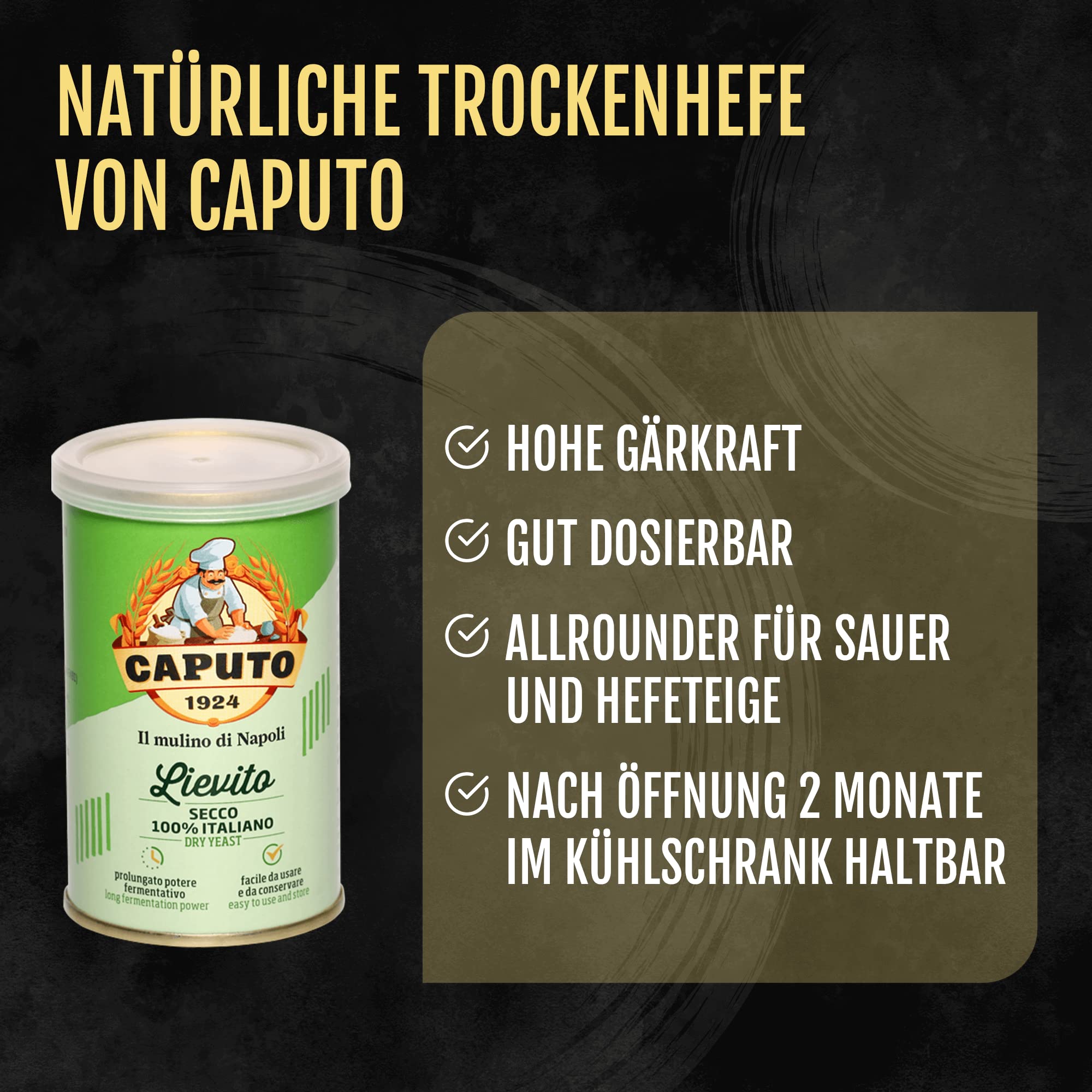 Caputo - DELICRET - 6x 1kg Mehl Pizzeria [Pizzamehl Typ 00] + 1x 100g Lievito Trockenhefe