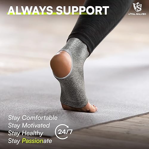 Miniatura 5 de VITAL SALVEO- Open Toes Compression Germanium and Bamboo Charcoal Ankle Sleevebrace with Arch Support, Eases Swelling and Achilles tendon (1PC)