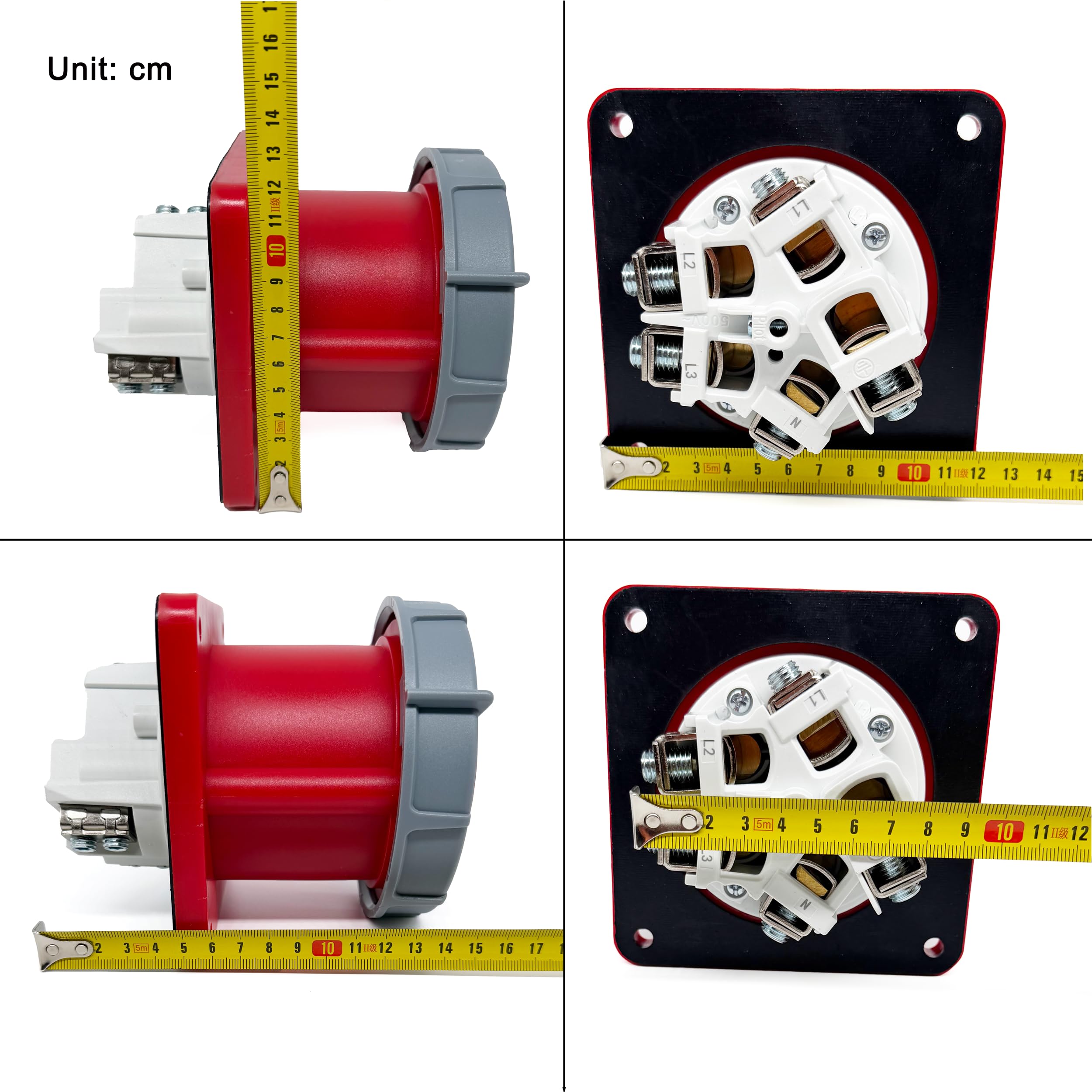 Connettore maschio a 4 pin 125 A + presa da incasso, 380 V-415 V 3P+E 6H, connettore industriale impermeabile IEC60309 IP67, connettore di accoppiamento del cavo (1 set)