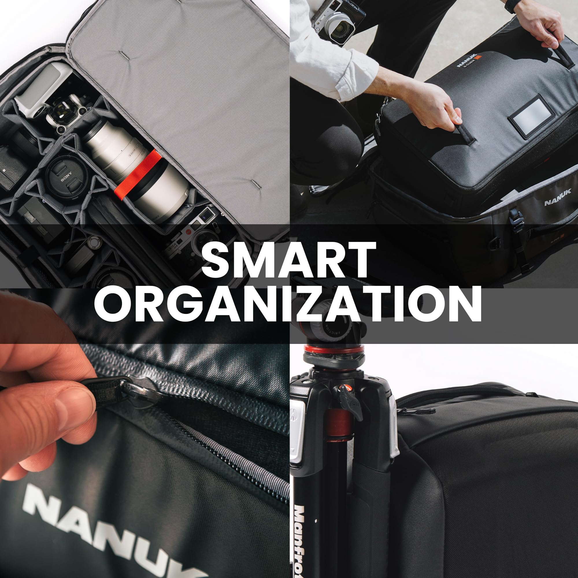 NANUK N-PVD 40L - Zaino da viaggio rigido con supporto per treppiede, in grado di contenere diverse fotocamere, obiettivi di grandi dimensioni e un computer portatile da 16" e oltre