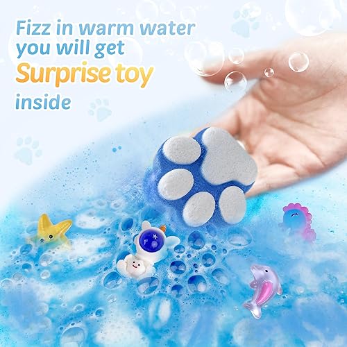 Miniatura 4 de Bombas de baño para niños con sorpresa en el interior, paquete de 32 bombas de baño de patas con juguete, bombas de baño con animales del océano y