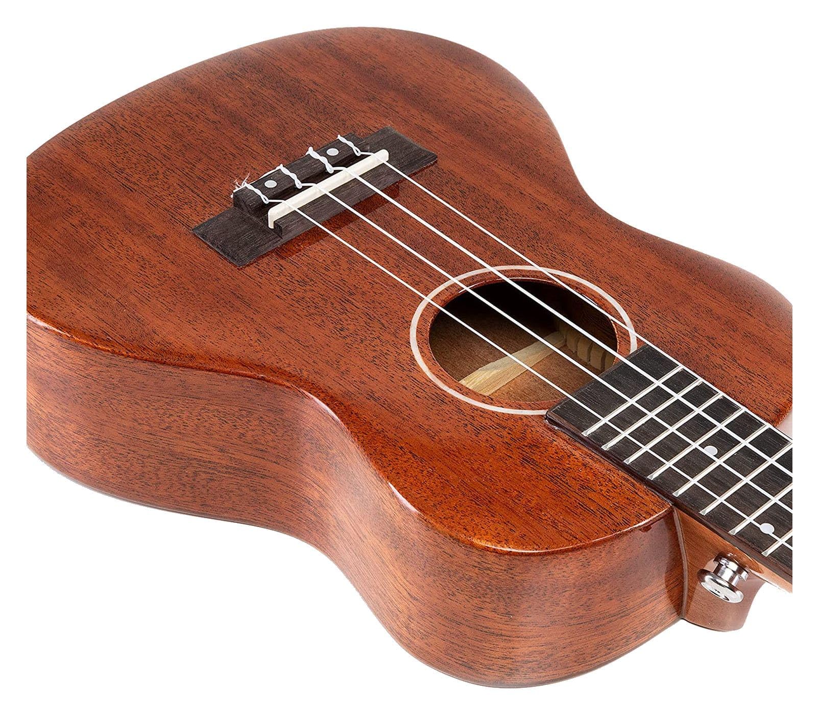 VOLT - Ukulele Riva, dimensioni: Concerto, copertina in mogano, tastiera: palissandro, finitura lucida, ornamenti in madreperla, lunghezza: ca. 610 mm, con bottoni per cintura, custodia imbottita