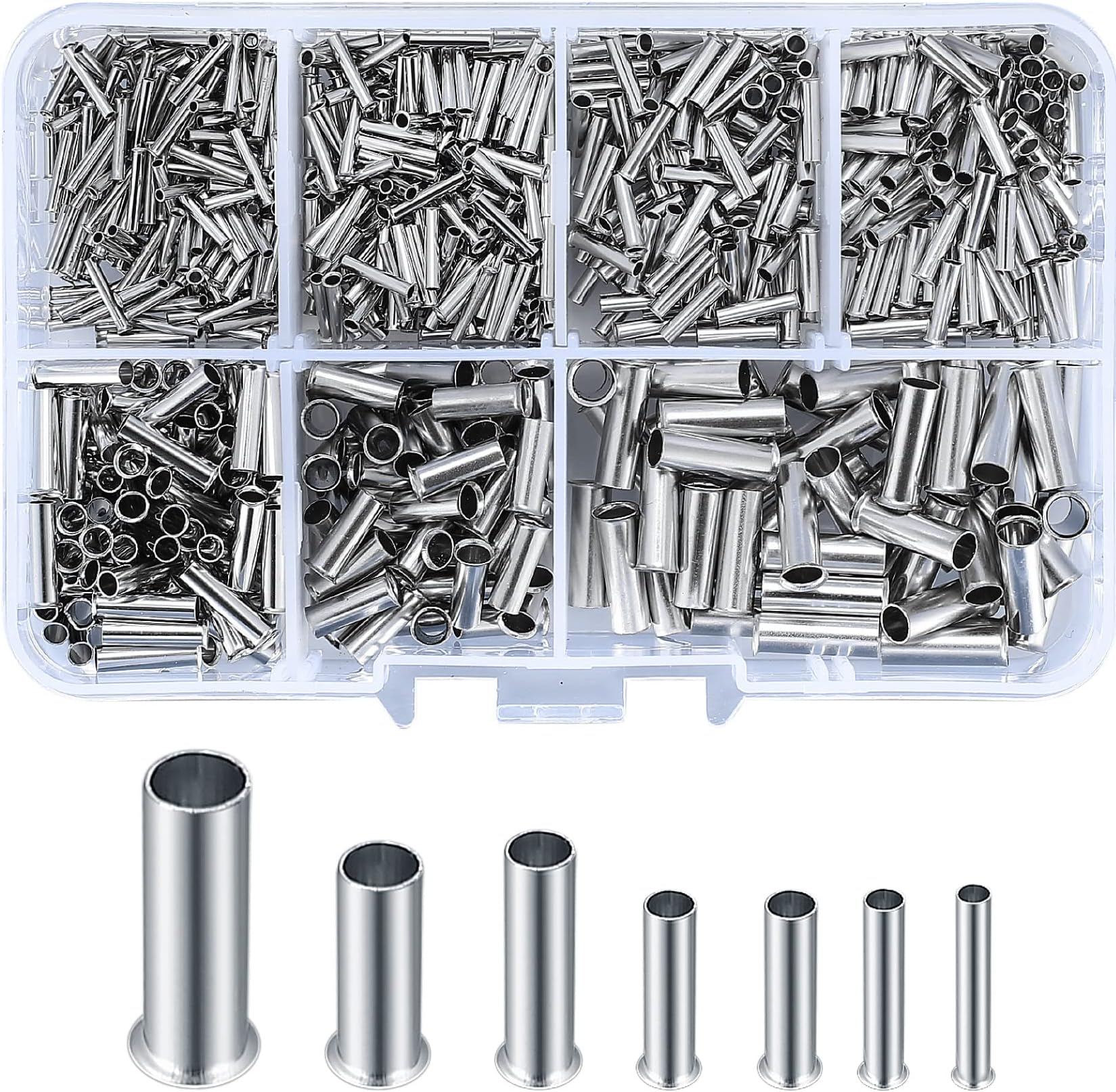 750 PCS Wire Ferrules Kit, Non‑Insulated Copper Tin‑Plated Bootlace Ferrule Crimp Terminals, 10‑22 AWG Wire End Pin Connectors for Electrical Projects