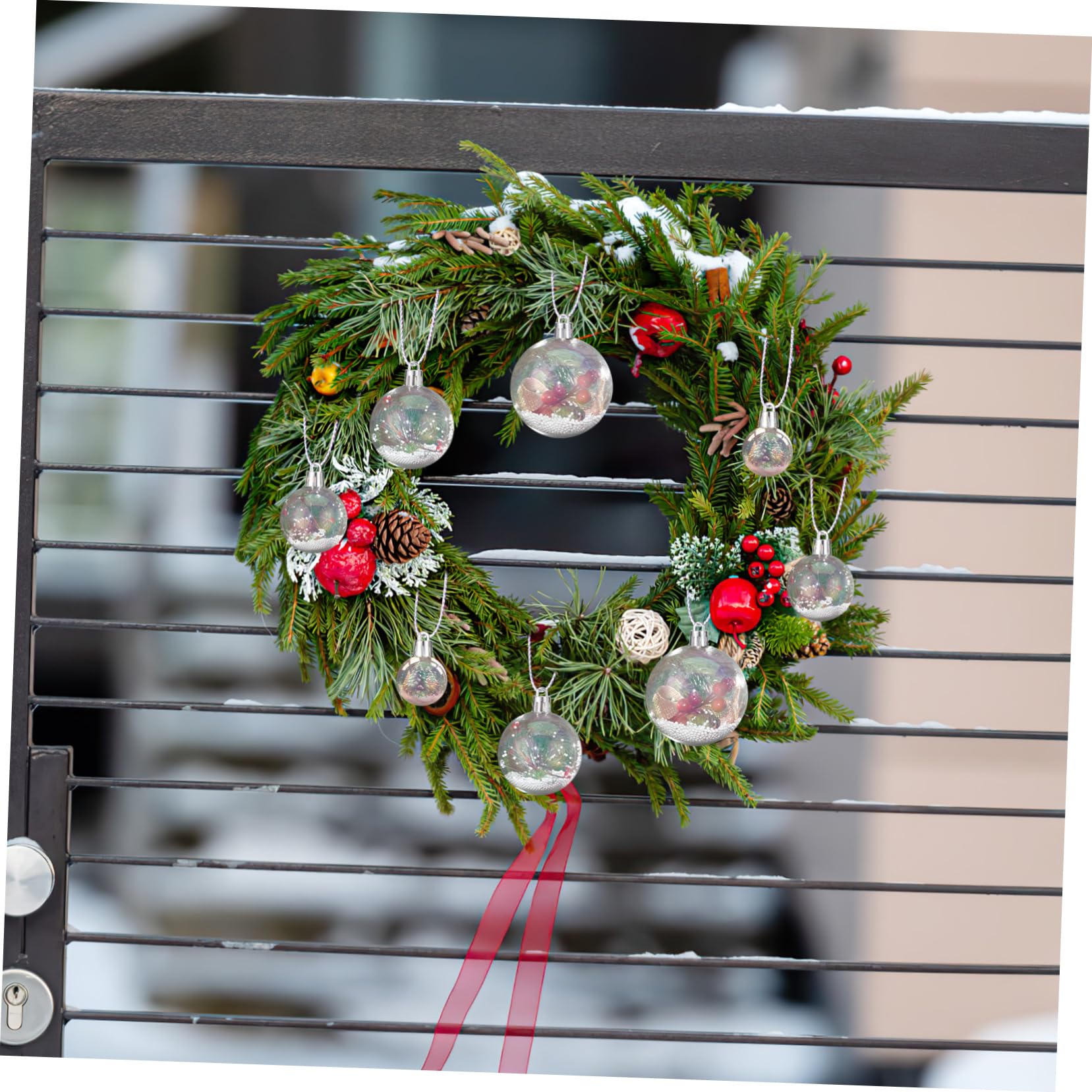 HOMSFOU 18 Pezzi Palline di Natale in Plastica Infrangibili Decorative Forma Rotonda da 3-6 Cm per Decorare la Cucina e L'albero di Natale