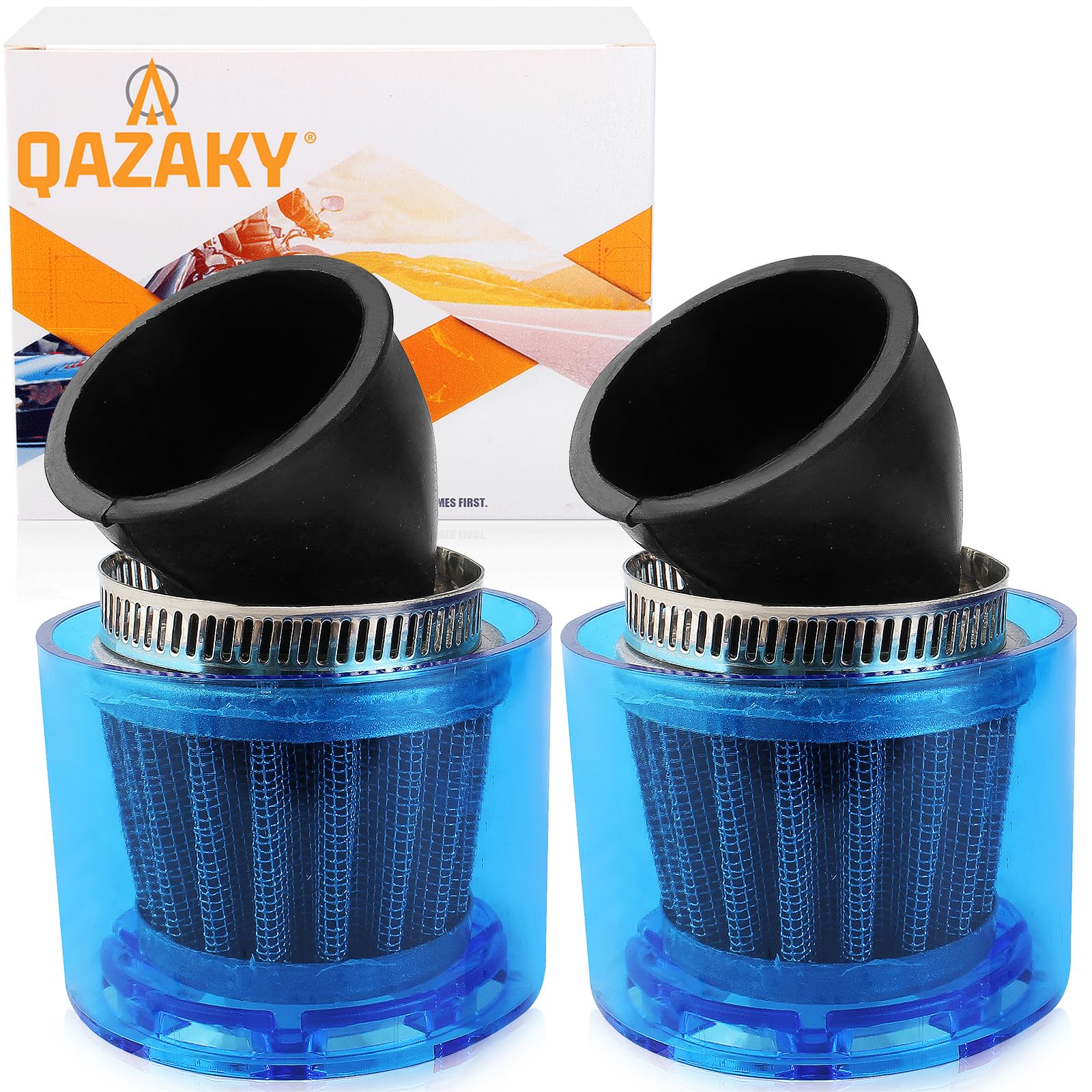 2pcs 35mm Air Filter Cleaner 45 Degree Bend Splash Proof Plastic Cover Waterproof 50cc-90cc 110cc 125cc Motorcycle ATV Quad Scooter Go Kart Moped Pit Dirt Racing Pocket Bike Baja TaoTao