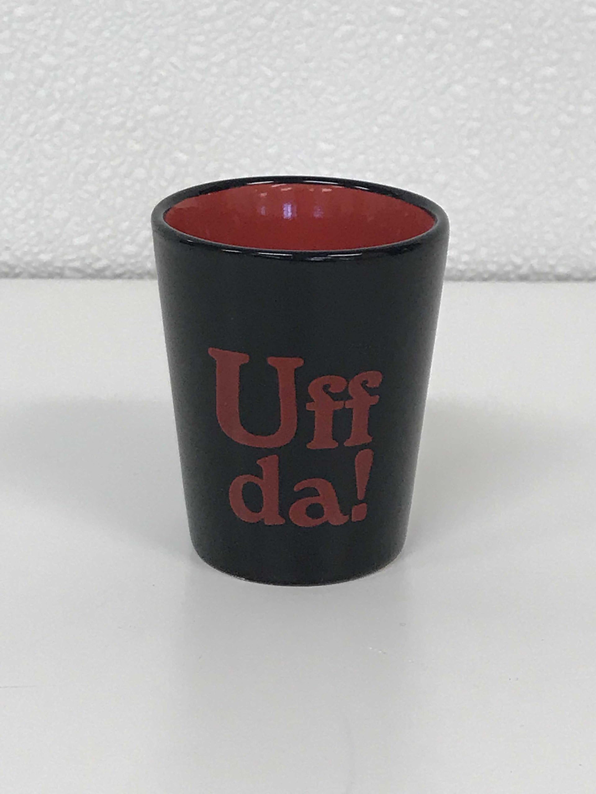 Uff Da! Shot Glass - Black & Red -1.75 oz.